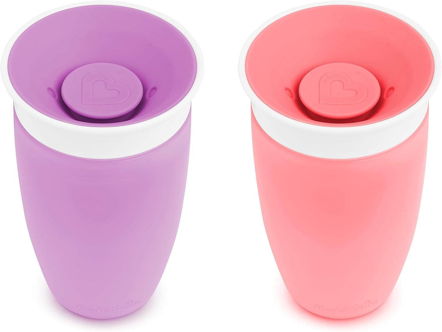 imageMunchkin Sippy Cups for Toddlers 13 Spill Proof Miracle 360 Cup 10 Ounce 2 Pack PinkPurplePinkPurple