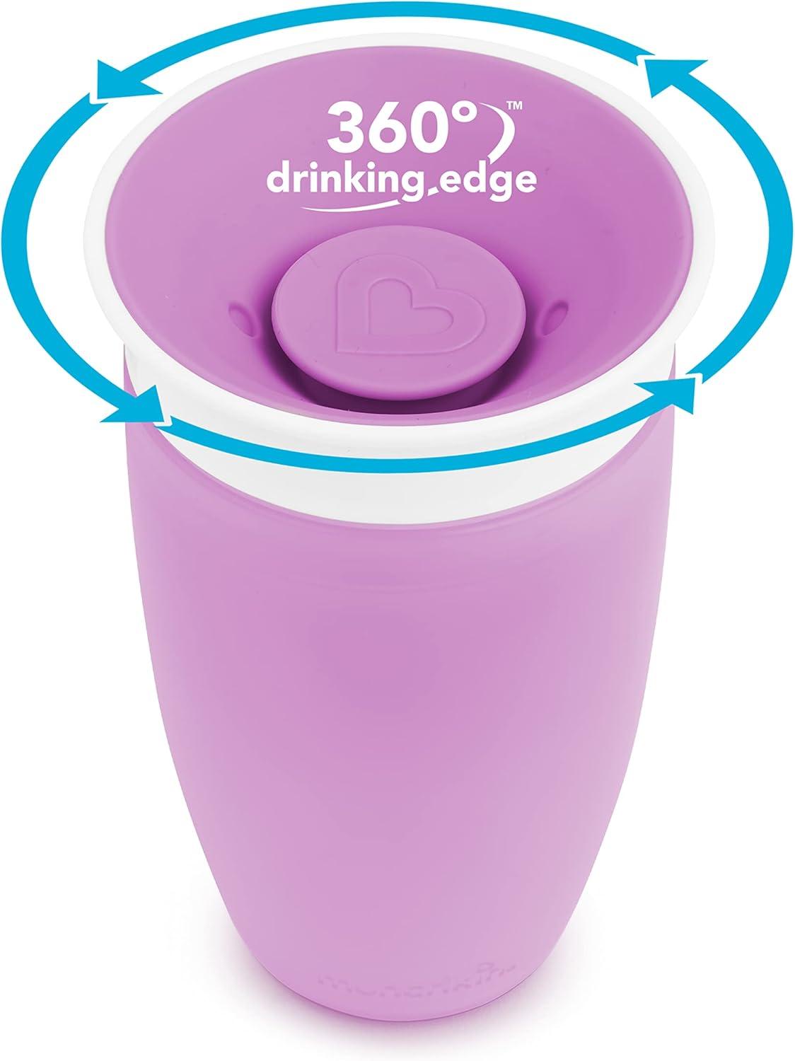 imageMunchkin Sippy Cups for Toddlers 13 Spill Proof Miracle 360 Cup 10 Ounce 2 Pack PinkPurplePinkPurple