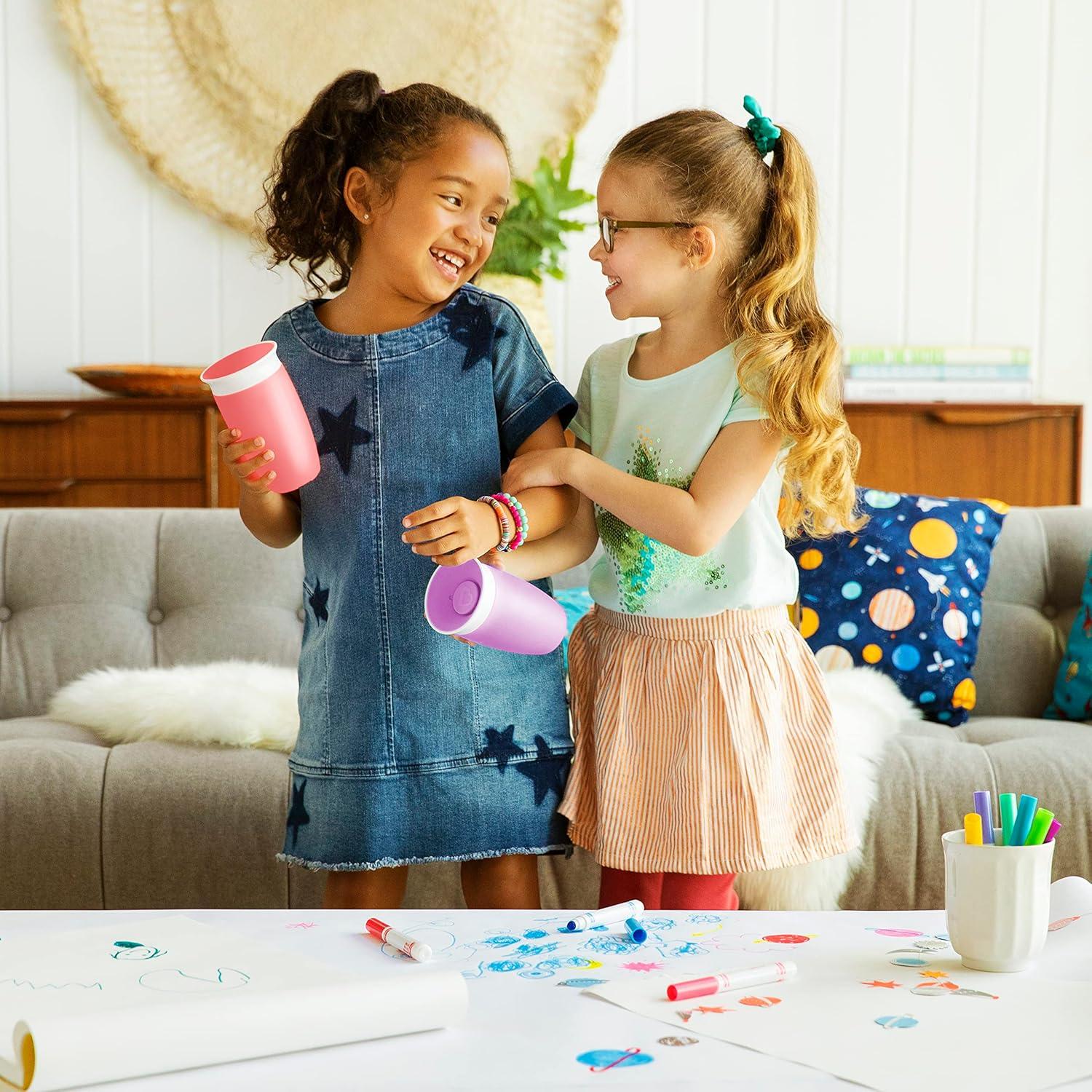 imageMunchkin Sippy Cups for Toddlers 13 Spill Proof Miracle 360 Cup 10 Ounce 2 Pack PinkPurplePinkPurple