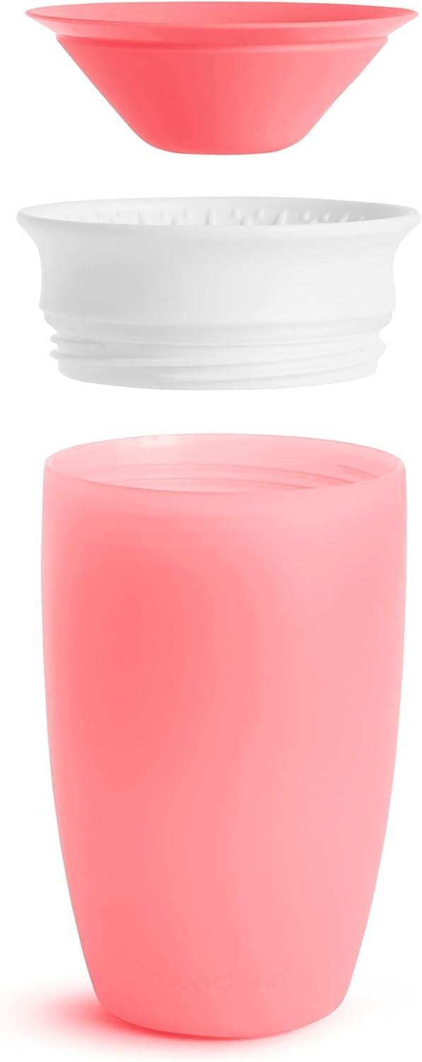 imageMunchkin Sippy Cups for Toddlers 13 Spill Proof Miracle 360 Cup with Straw and Open Sipper Lids 10 Ounce 5pc PinkPurple