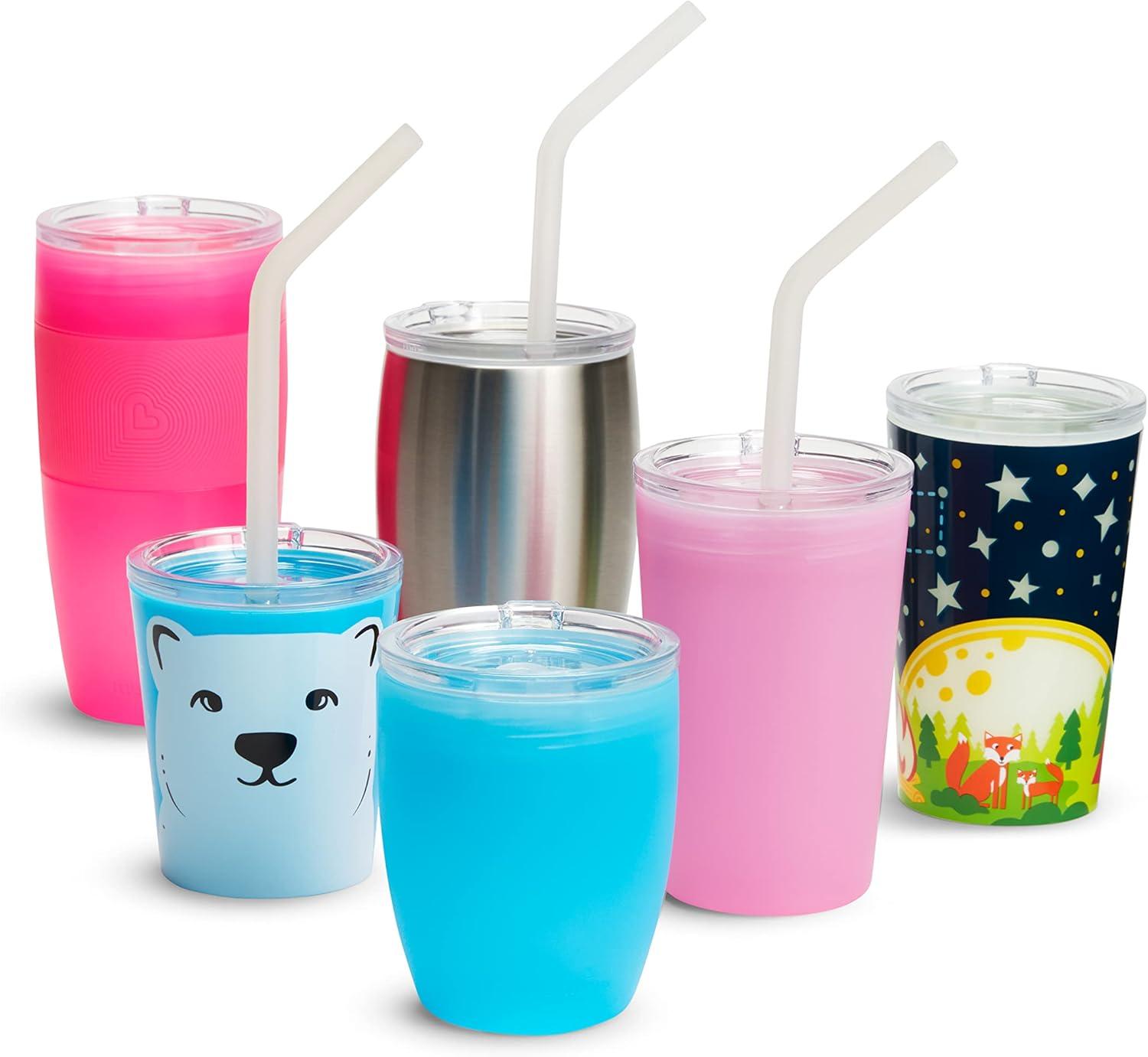 imageMunchkin Sippy Cups for Toddlers 13 Spill Proof Miracle 360 Cup with Straw and Open Sipper Lids 10 Ounce 5pc PinkPurple