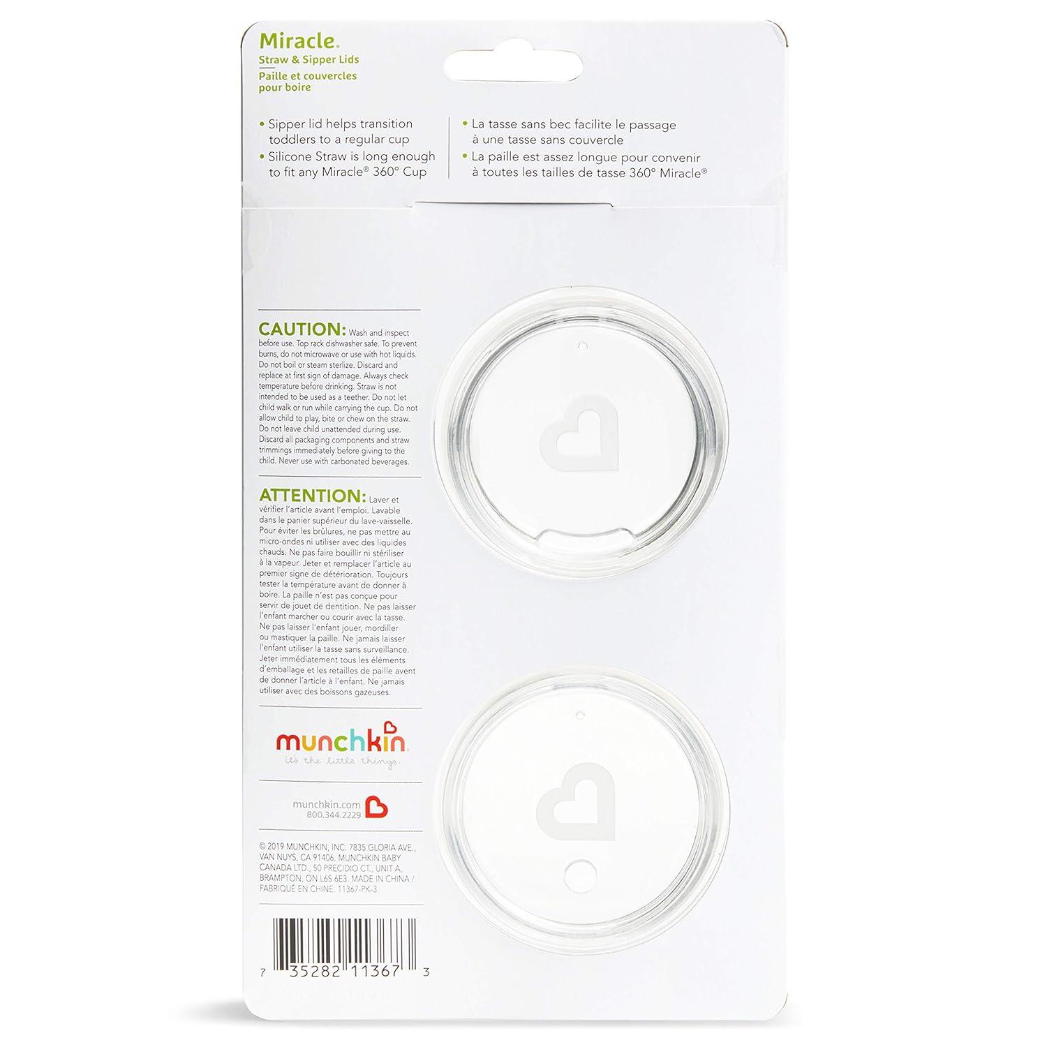 imageMunchkin Sippy and Straw Lids for Miracle 360 Cups 1 CountStraw  Sipper Lid