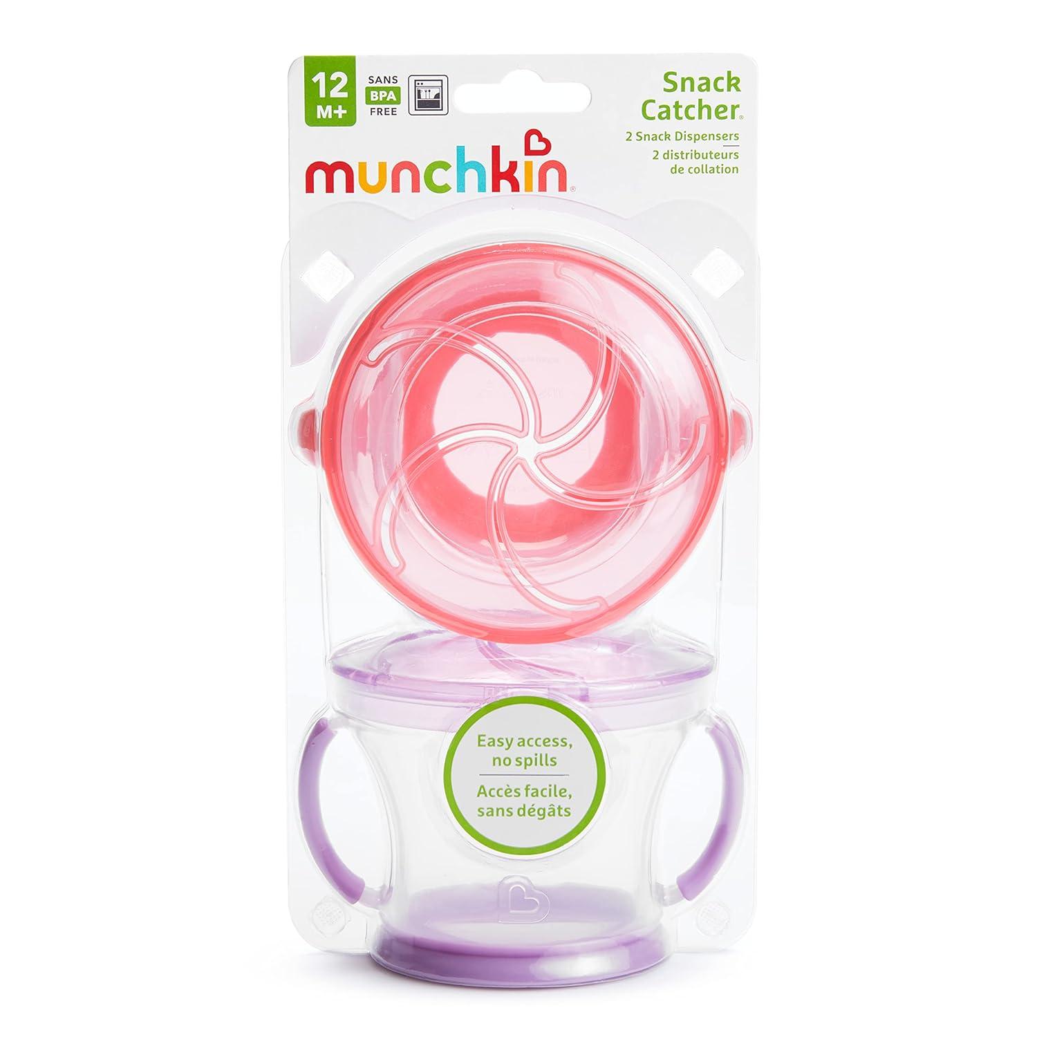 imageMunchkin Snack Catcher Toddler Snack Cups No Spill 2 Pack PinkPurplePinkPurple