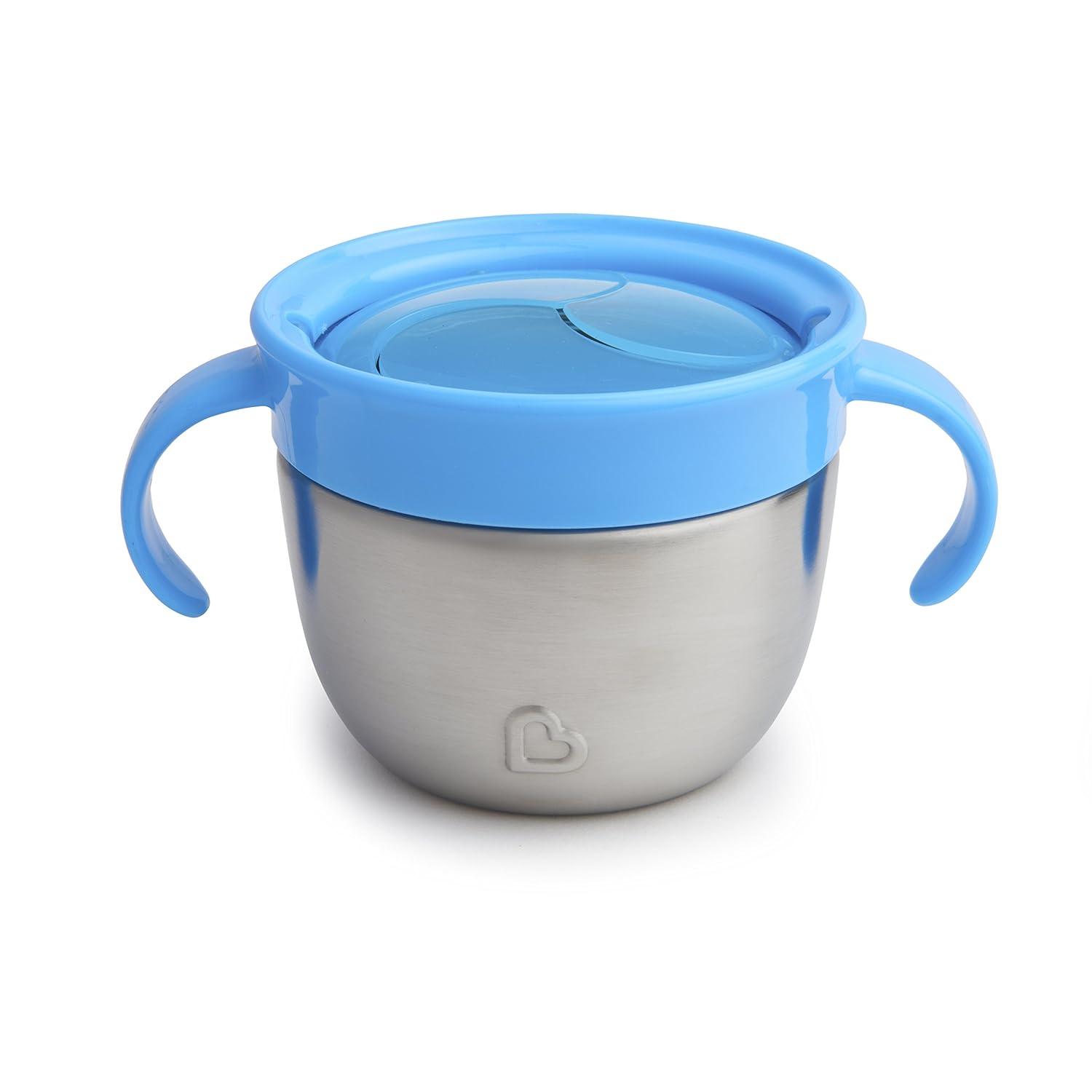 imageMunchkin Snack Stainless Steel Snack Catcher Cup with Lid 9 Ounce Blue 1 PackBlue