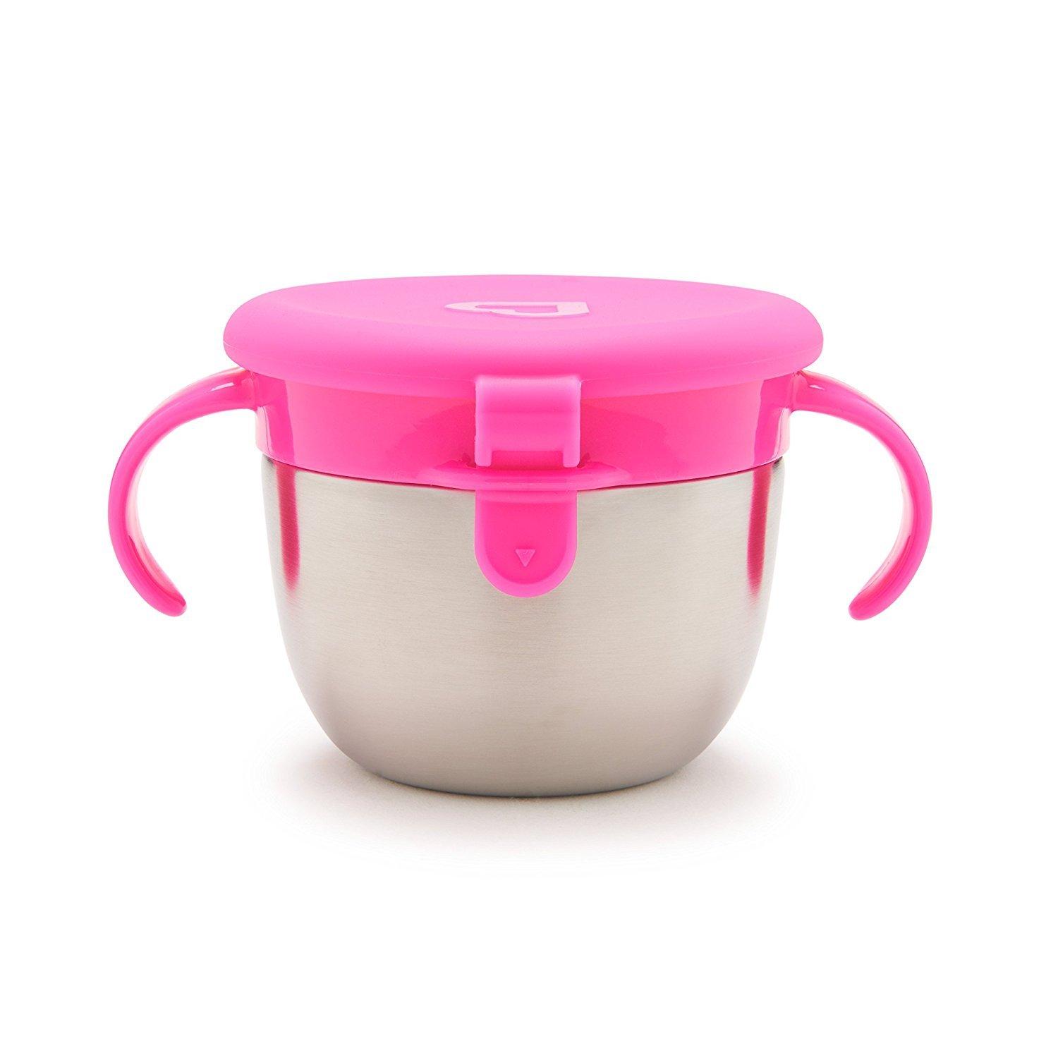 imageMunchkin Snack Stainless Steel Snack Catcher Cup with Lid 9 Ounce Blue 1 PackPink