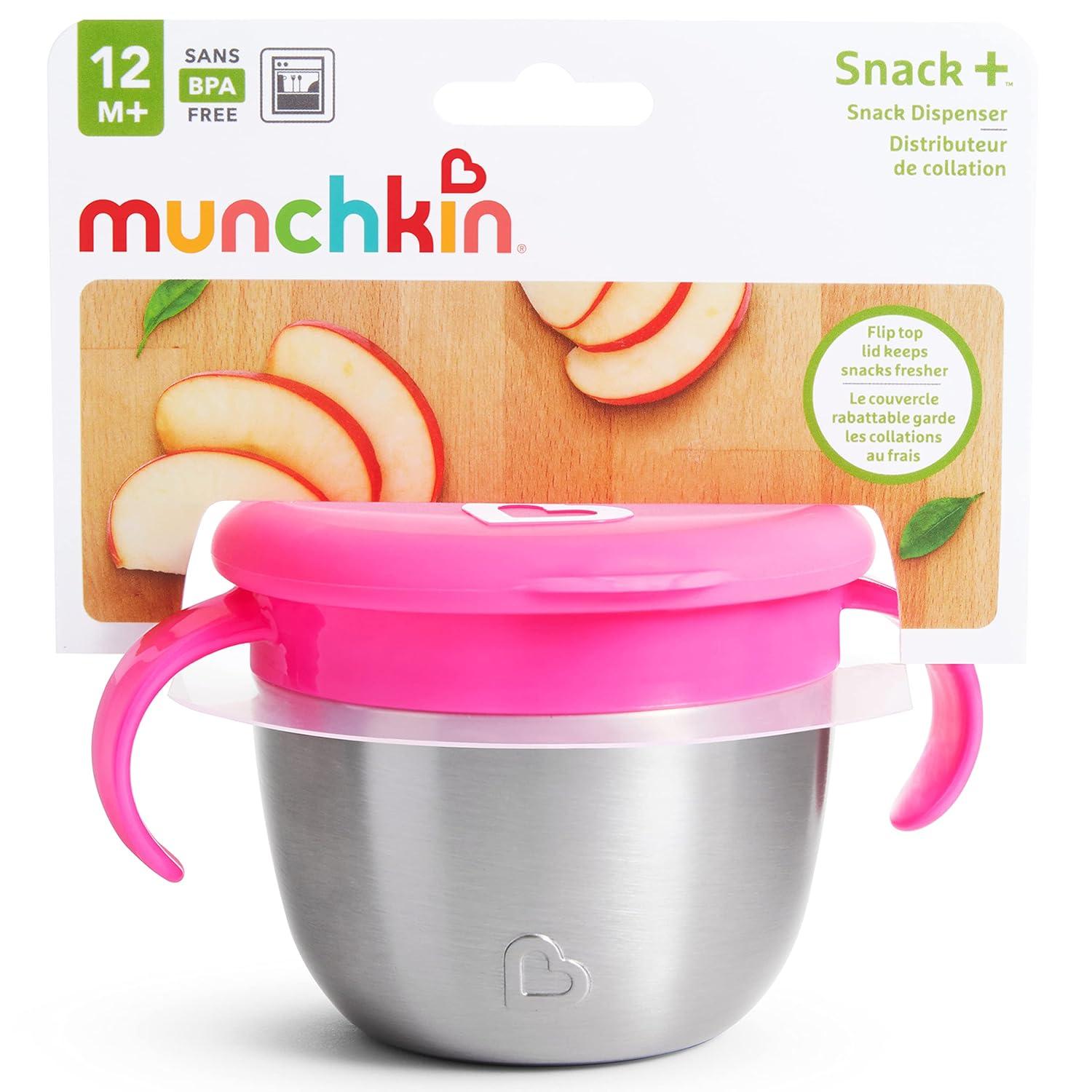 imageMunchkin Snack Stainless Steel Snack Catcher Cup with Lid 9 Ounce Blue 1 PackPink