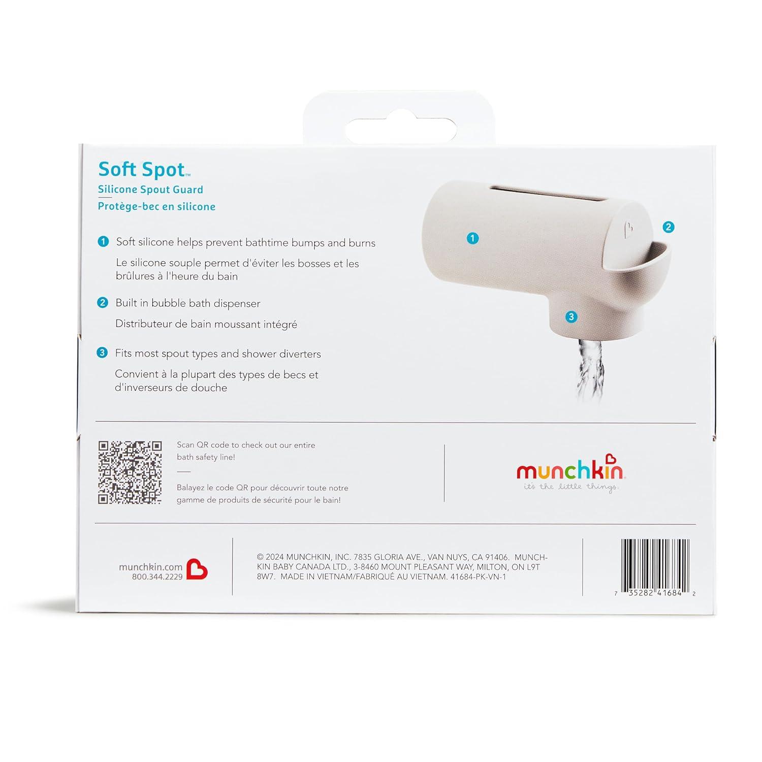 imageMunchkin Soft Spot Bath Spout Cover for Baby Bathtub Guard with Builtin Bubble Bath Dispenser Silicone Grey