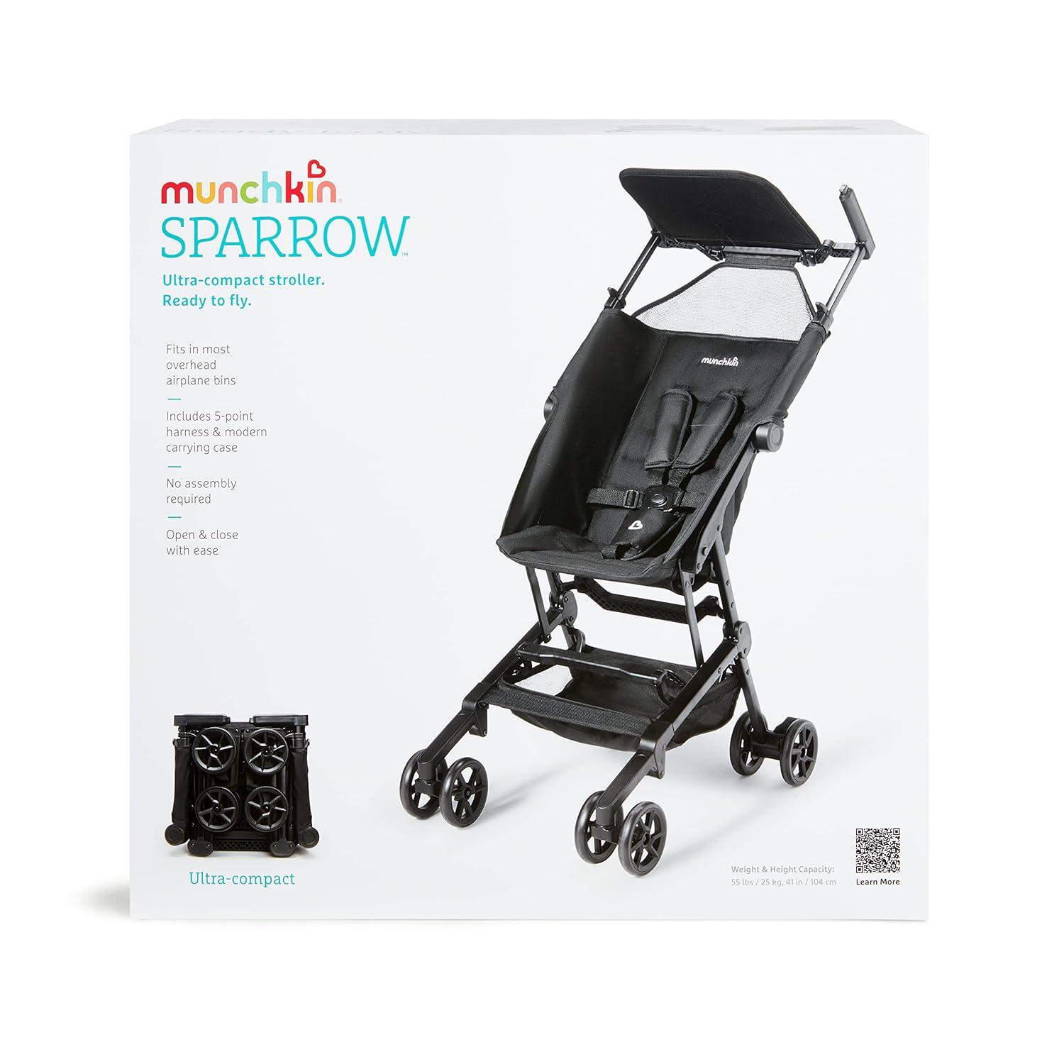 imageMunchkin Sparrow Travel Baby Stroller Ultra Compact and Lightweight for Babies and Toddlers BlackBlack