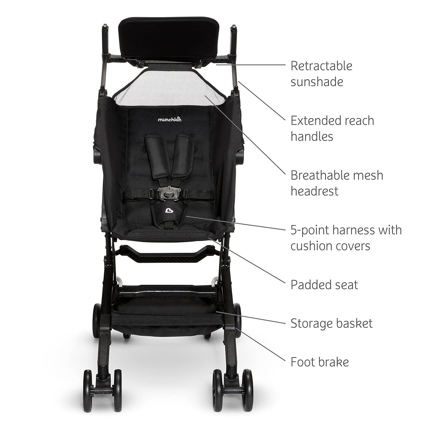 imageMunchkin Sparrow Travel Baby Stroller Ultra Compact and Lightweight for Babies and Toddlers BlackBlack