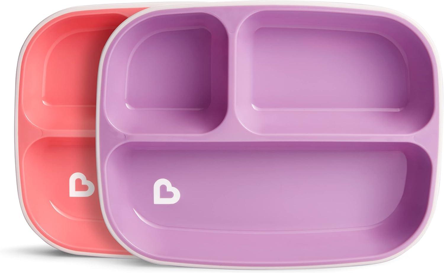 imageMunchkin Splash 4 Piece Toddler Divided Plate and Bowl Dining Set PinkPurple4 Piece Set