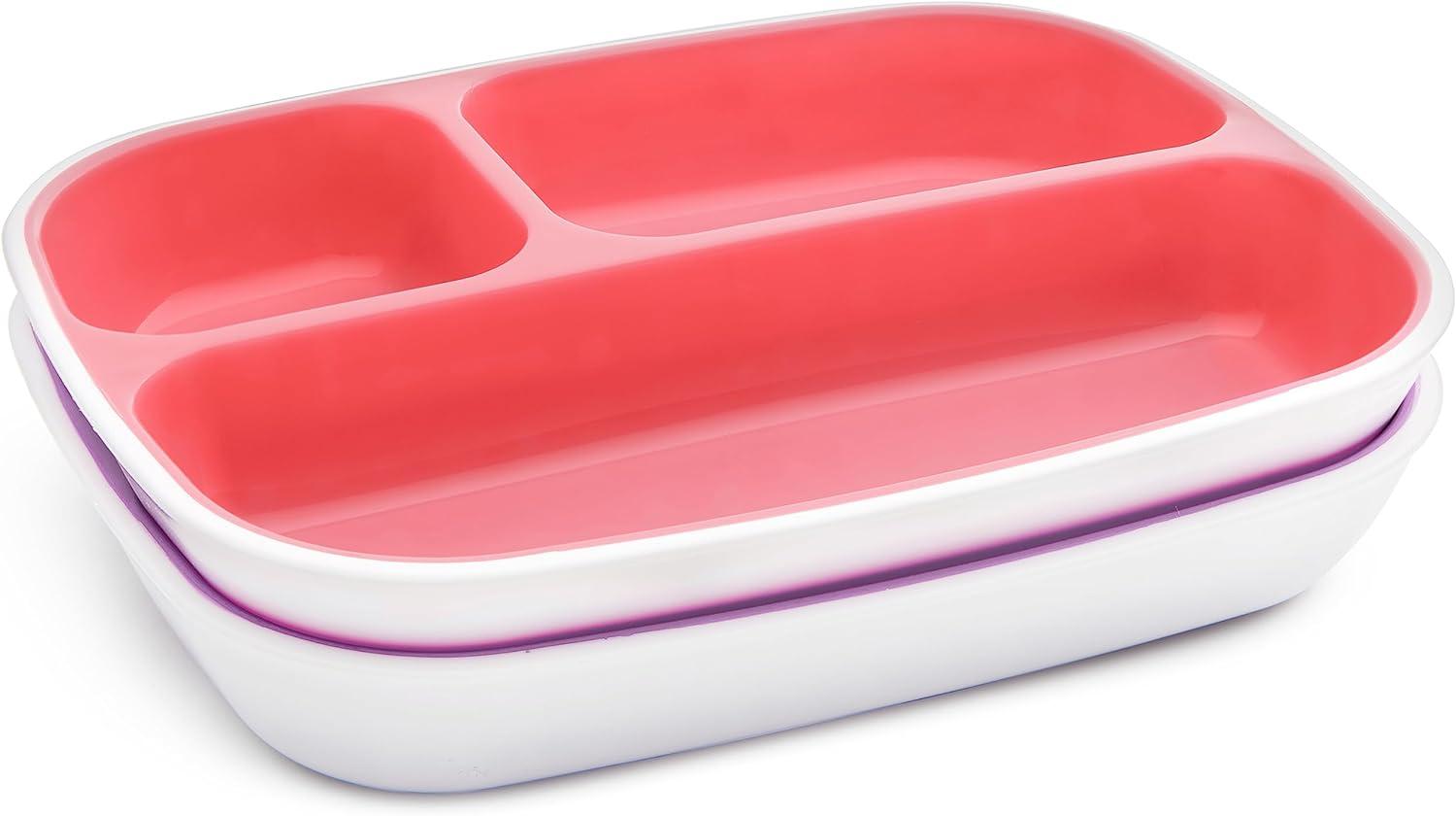 imageMunchkin Splash 4 Piece Toddler Divided Plate and Bowl Dining Set PinkPurple4 Piece Set