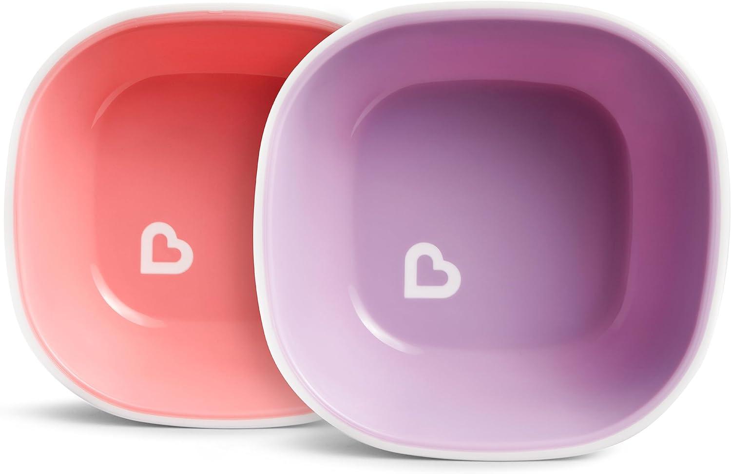 imageMunchkin Splash 4 Piece Toddler Divided Plate and Bowl Dining Set PinkPurple4 Piece Set
