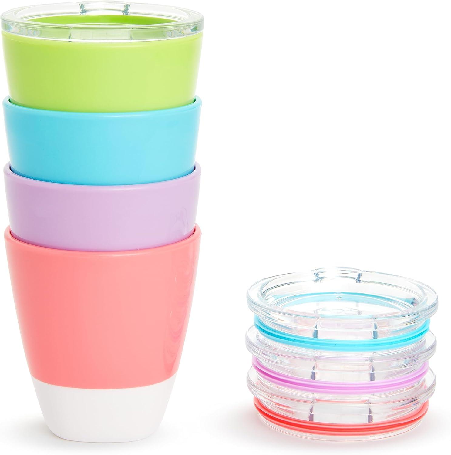 imageMunchkin Splash Open Toddler Cups with Training Lids 7 Ounce Multicolored 4 PackBlueGreenPinkPurple