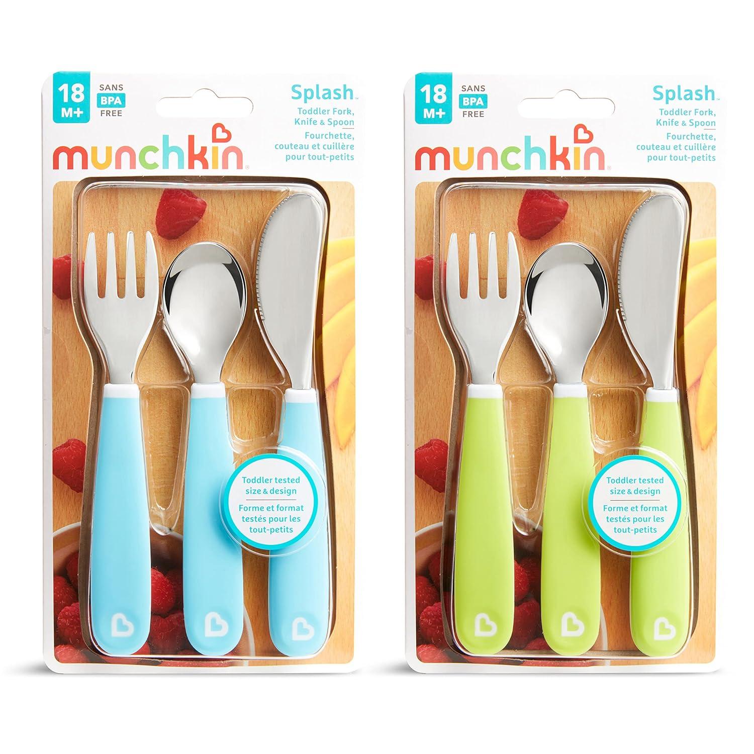 imageMunchkin Splash Toddler Dining Set  Includes Divided Plates Bowls and Utensils 10pc Set BlueGreen