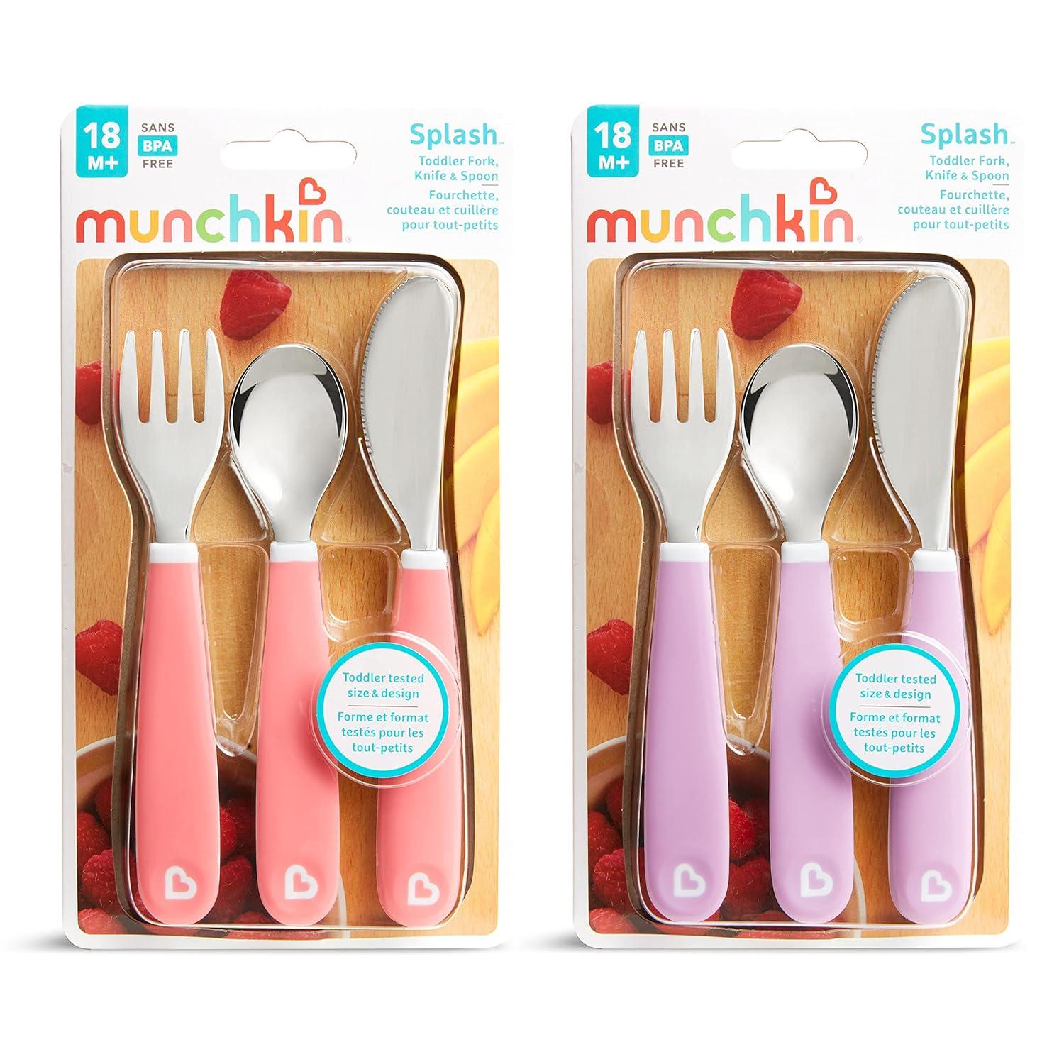 imageMunchkin Splash Toddler Fork Knife and Spoon Utensil Set 6 Pack BlueGreen6 Piece Set