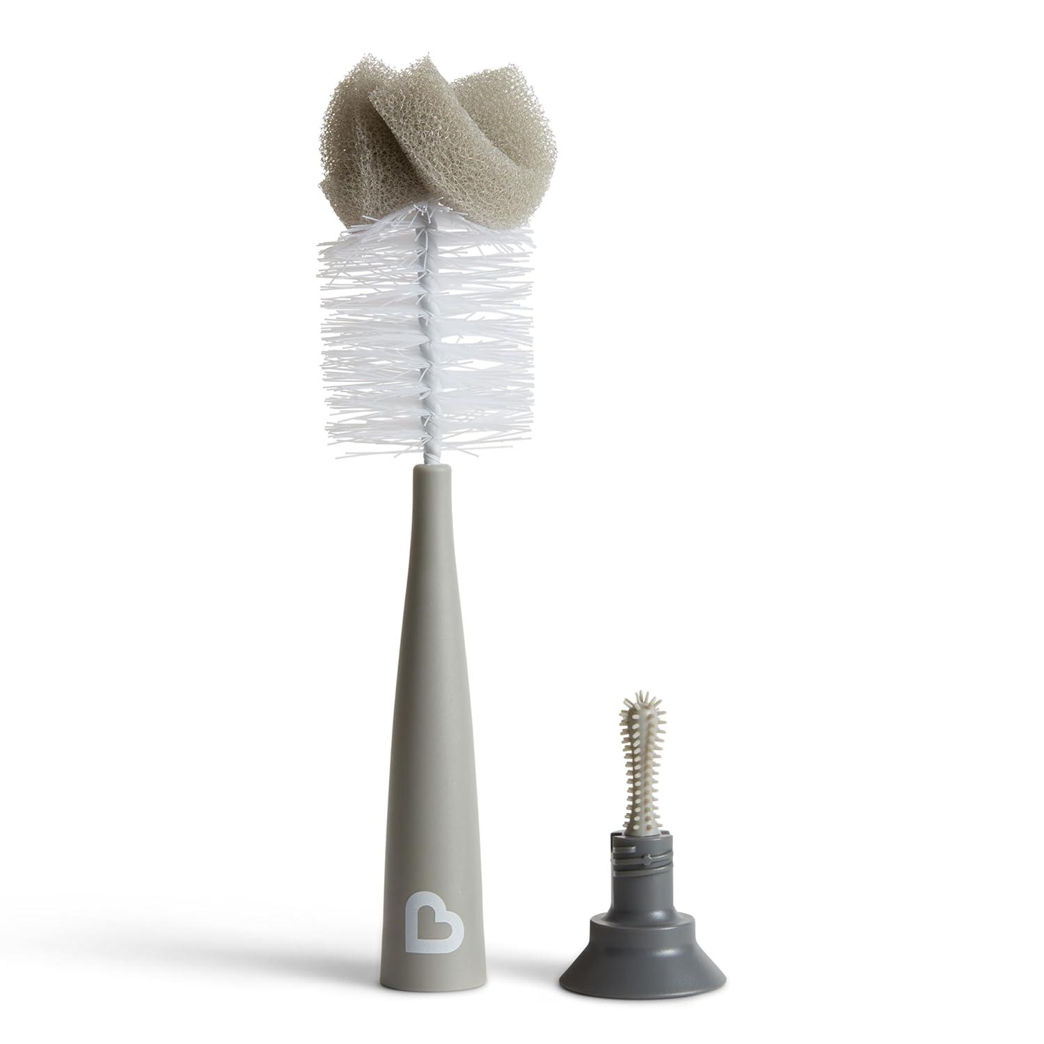 imageMunchkin Sponge Bottle Brush Grey 2 Count Pack of 1Modern Bottle Brush  Grey