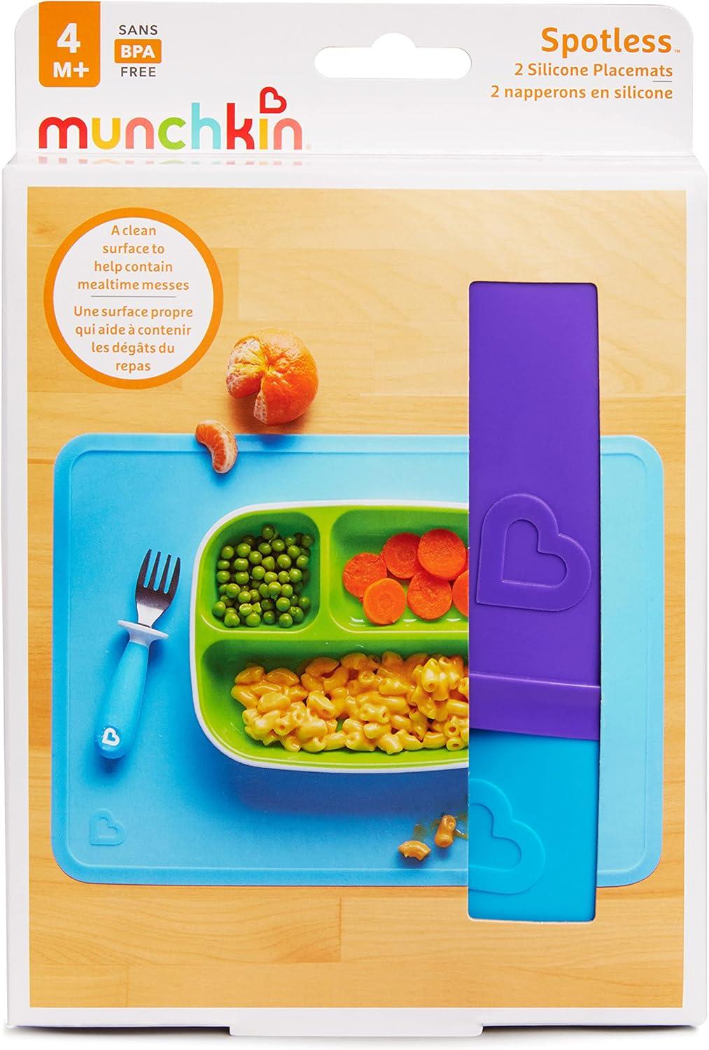 imageMunchkin Spotless Silicone Placemats for Kids 2 Pack BlueGreenLarge