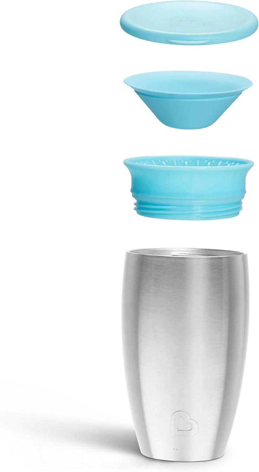 imageMunchkin Stainless Steel Sippy Cups for Toddlers 13 Spill Proof Miracle 360 Cup Insulated 10 Ounce BlueBlue