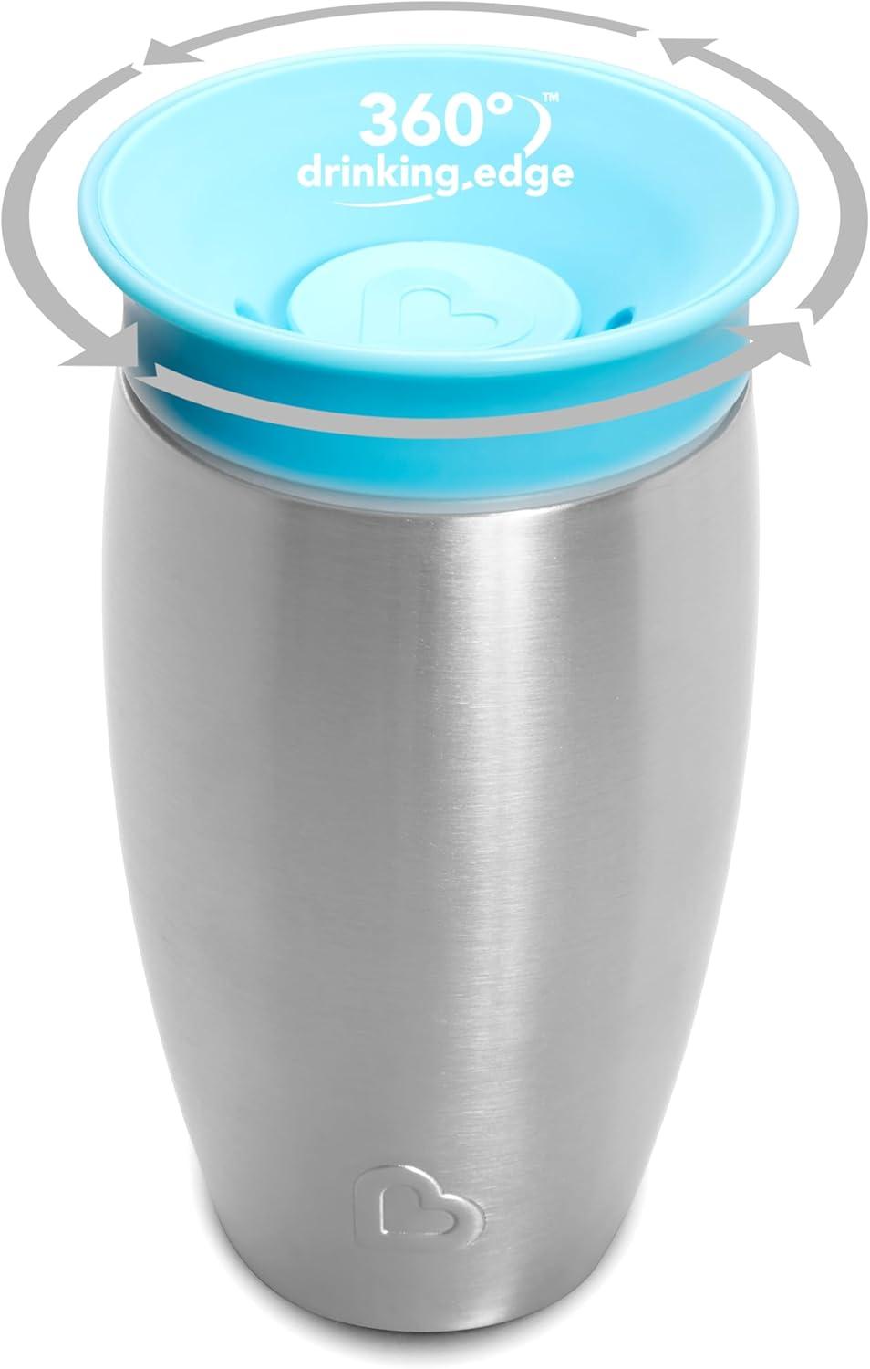 imageMunchkin Stainless Steel Sippy Cups for Toddlers 13 Spill Proof Miracle 360 Cup Insulated 10 Ounce BlueBlue