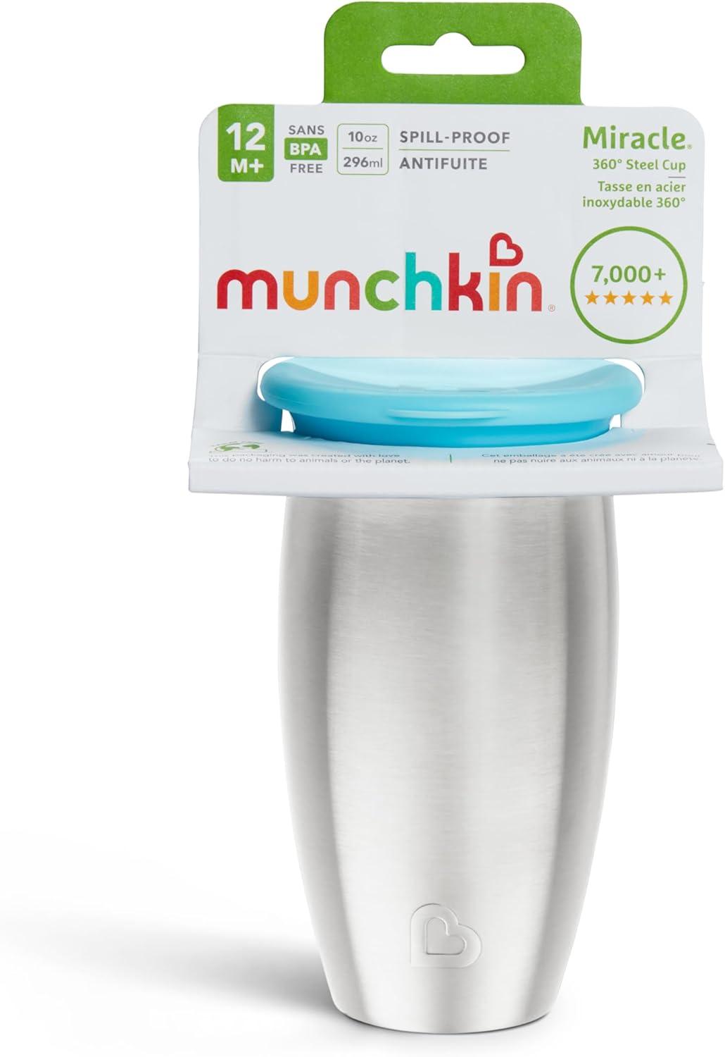 imageMunchkin Stainless Steel Sippy Cups for Toddlers 13 Spill Proof Miracle 360 Cup Insulated 10 Ounce BlueBlue