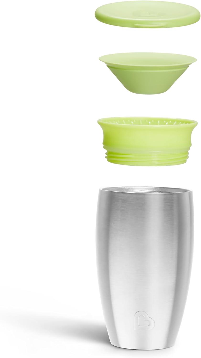 imageMunchkin Stainless Steel Sippy Cups for Toddlers 13 Spill Proof Miracle 360 Cup Insulated 10 Ounce BlueGreen