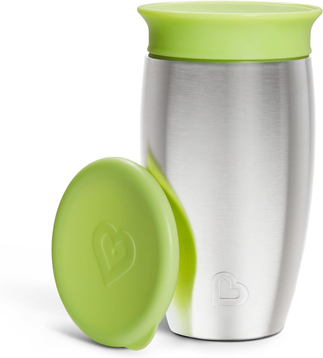 imageMunchkin Stainless Steel Sippy Cups for Toddlers 13 Spill Proof Miracle 360 Cup Insulated 10 Ounce BlueGreen