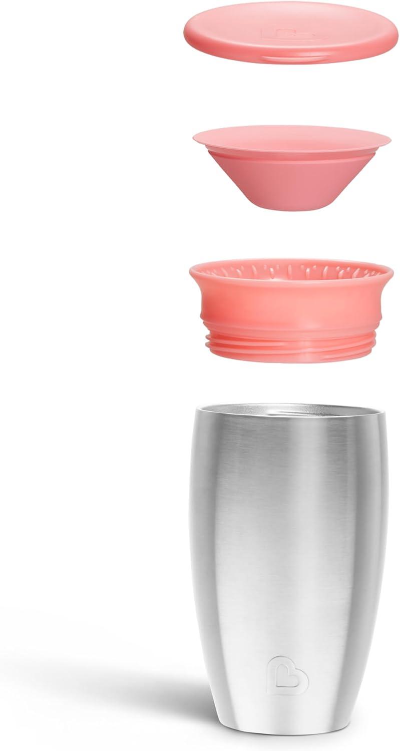 imageMunchkin Stainless Steel Sippy Cups for Toddlers 13 Spill Proof Miracle 360 Cup Insulated 10 Ounce BluePink