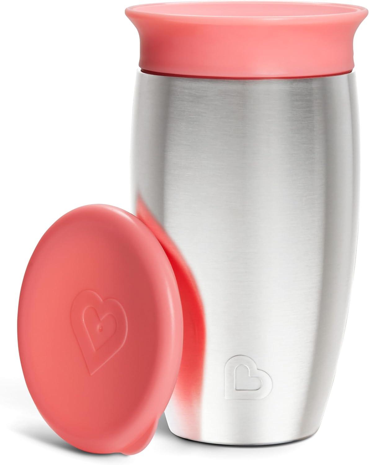 imageMunchkin Stainless Steel Sippy Cups for Toddlers 13 Spill Proof Miracle 360 Cup Insulated 10 Ounce BluePink