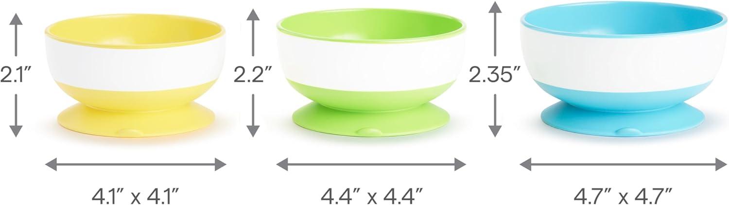 imageMunchkin Stay Put Suction Bowls for Baby and Toddler 3 Pack BlueGreenPurple3 Count Pack of 1