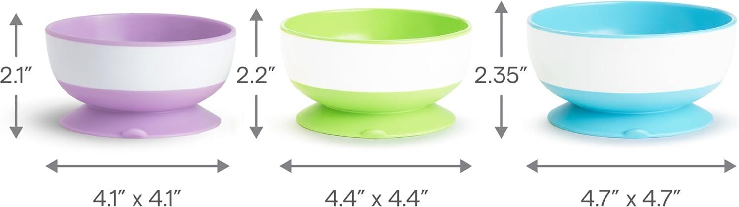 imageMunchkin Stay Put Suction Bowls for Baby and Toddler 3 Pack BlueGreenPurple3 Count Pack of 1