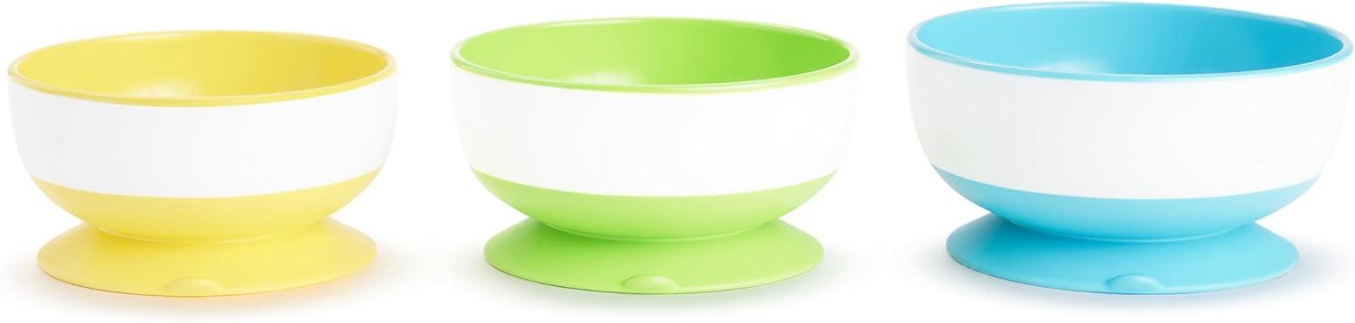 imageMunchkin Stay Put Suction Bowls for Baby and Toddler 3 Pack BlueGreenPurple3 Count Pack of 1
