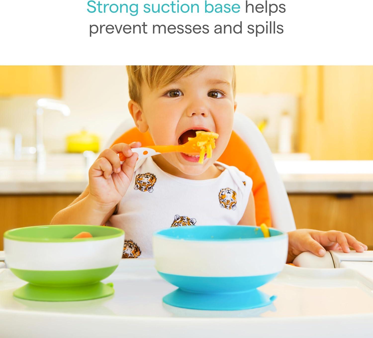 imageMunchkin Stay Put Suction Bowls for Baby and Toddler 3 Pack BlueGreenPurple3 Count Pack of 1
