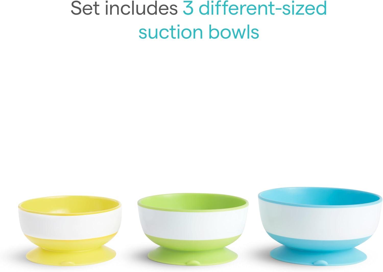 imageMunchkin Stay Put Suction Bowls for Baby and Toddler 3 Pack BlueGreenPurple3 Count Pack of 1