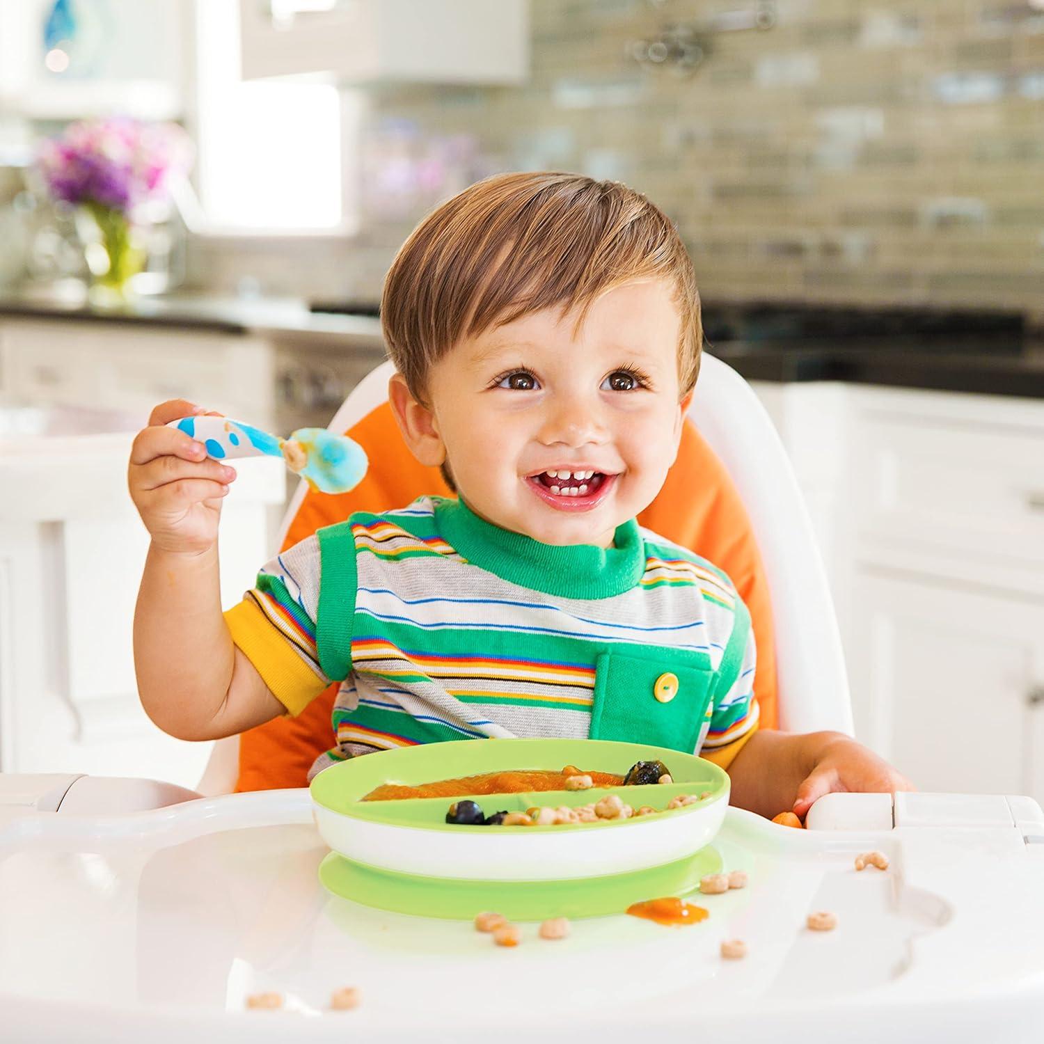 imageMunchkin Stay Put Suction Plates for Baby and Toddler 3 Divided Sections  PinkPurpleBlueGreen