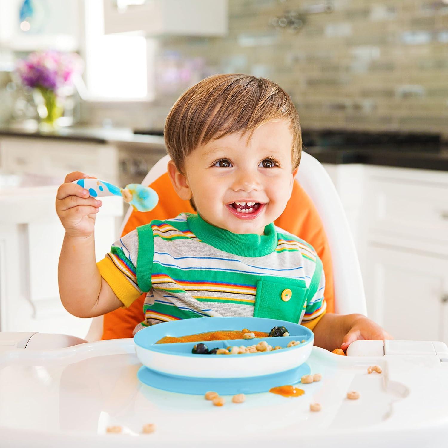 imageMunchkin Stay Put Suction Plates for Baby and Toddler 3 Divided Sections  PinkPurpleBlueGreen