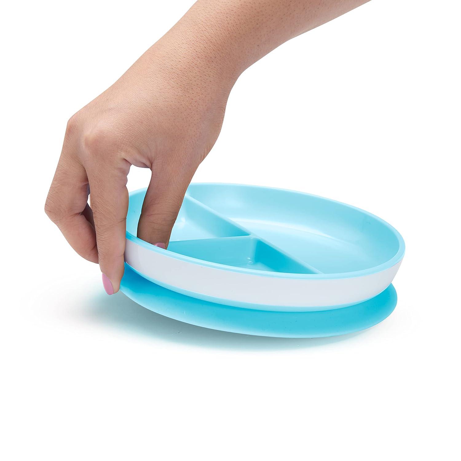 imageMunchkin Stay Put Suction Plates for Baby and Toddler 3 Divided Sections  PinkPurpleBlueGreen