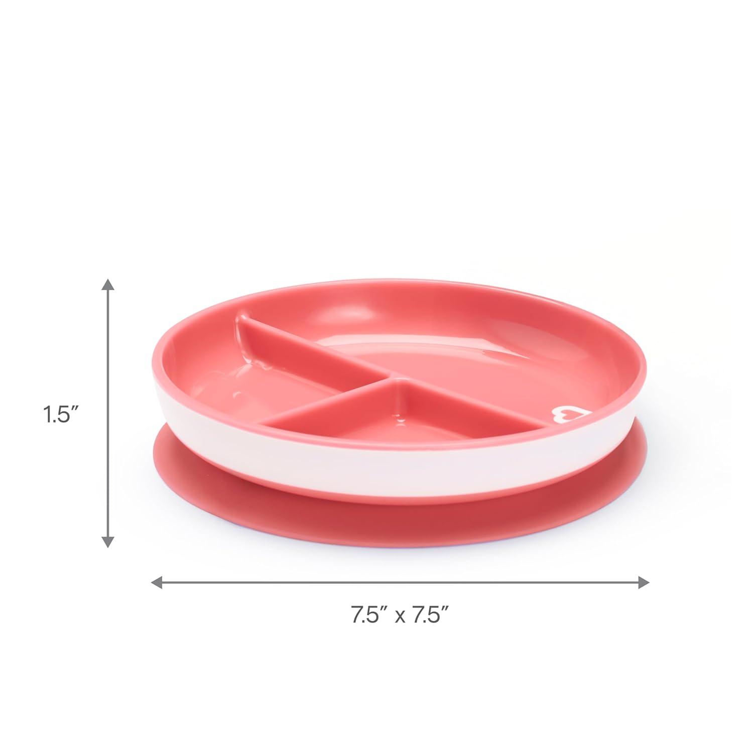 imageMunchkin Stay Put Suction Plates for Baby and Toddler 3 Divided Sections  PinkPurplePinkPurple