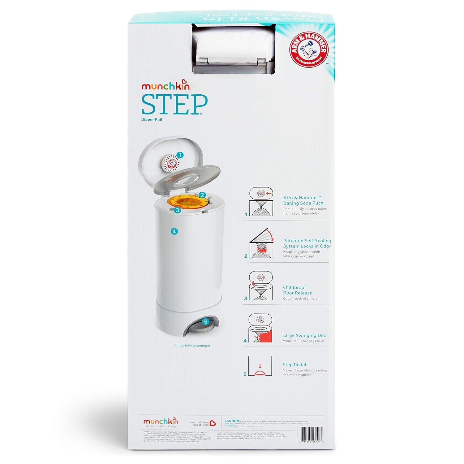 imageMunchkin Step Diaper Pail Bundle  Includes Diaper Pail Refill Rings Bags and Baking Soda PuckDiaper Pail  2pk Refill Ring