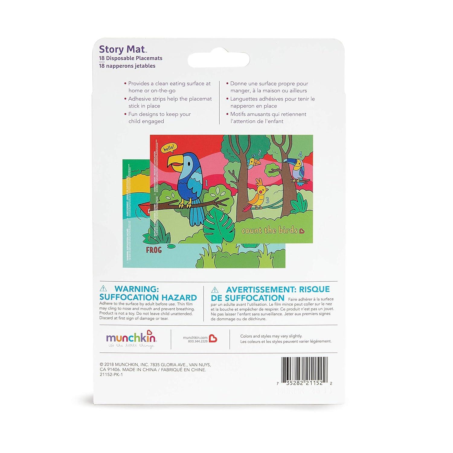 imageMunchkin Story Mat BPA Free Disposable Placemats for Kids 18 Pack 2 Designs