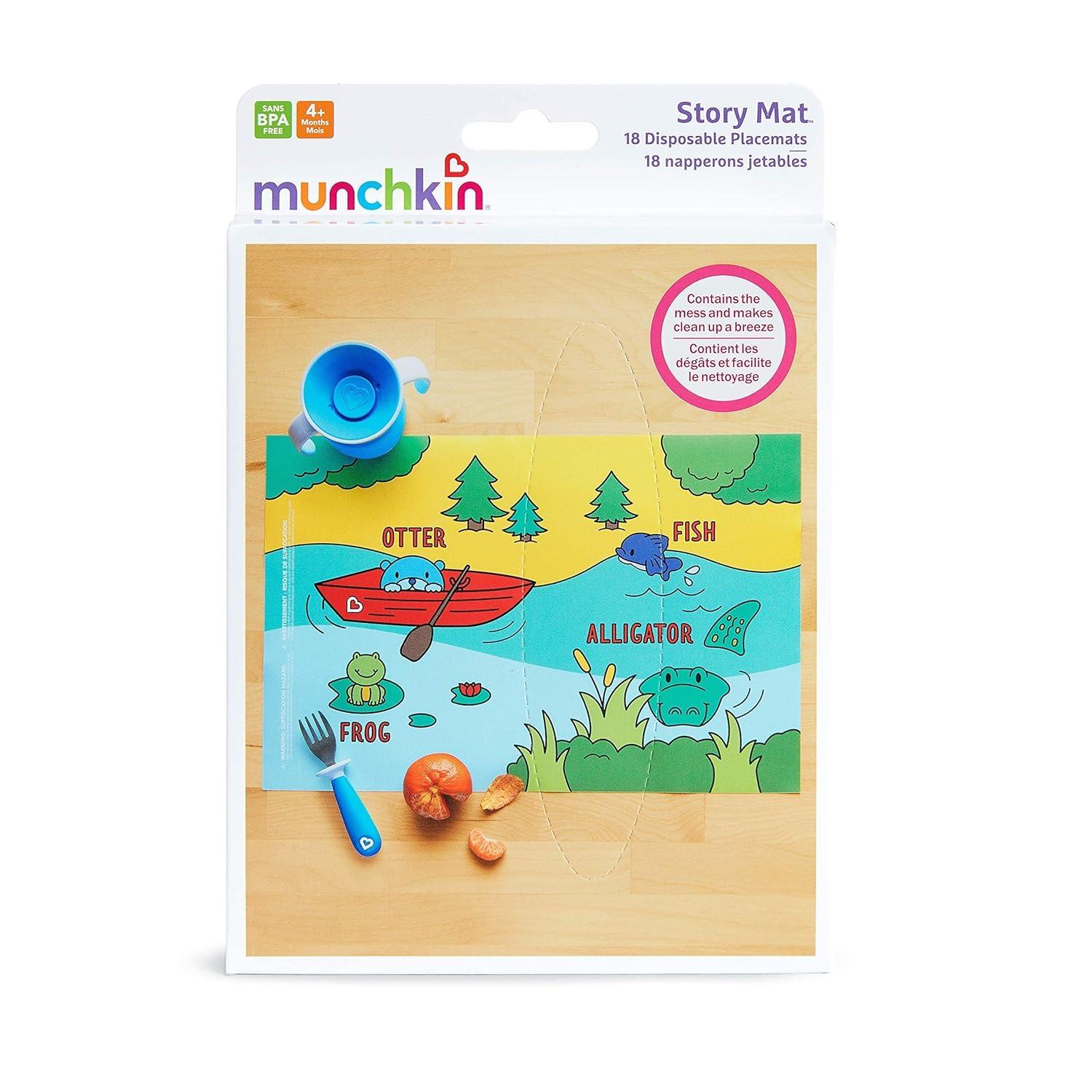 imageMunchkin Story Mat BPA Free Disposable Placemats for Kids 18 Pack 2 Designs