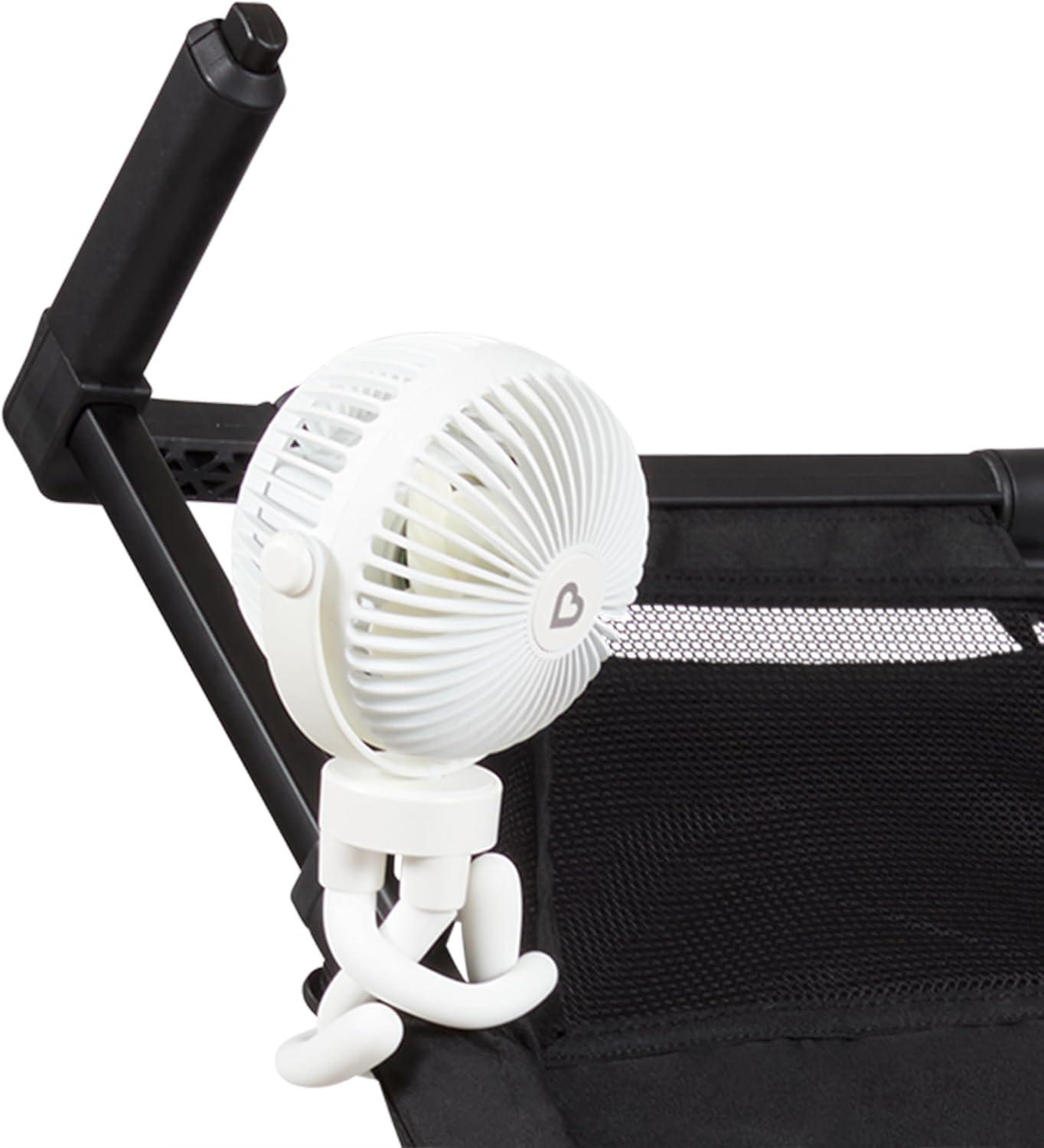 imageMunchkin Stroller Fan  Portable Fan for Travel Baby Gear Accessory with 4 Speeds Flexible Clipon Leg Attachment Rechargeable Battery Black with Multicolored LED LightsWhite