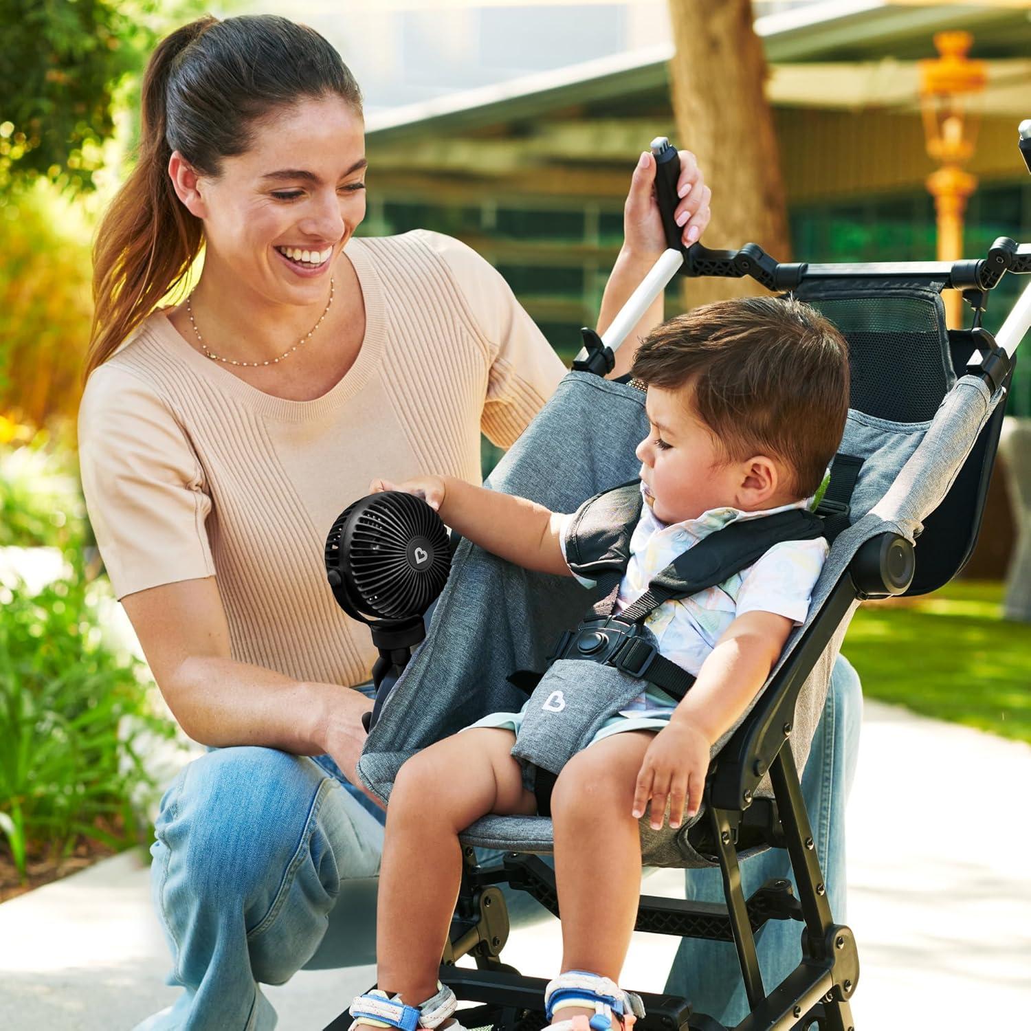 imageMunchkin Stroller Fan  Portable Fan for Travel Baby Gear Accessory with 4 Speeds Flexible Clipon Leg Attachment Rechargeable Battery Black with Multicolored LED LightsBlack