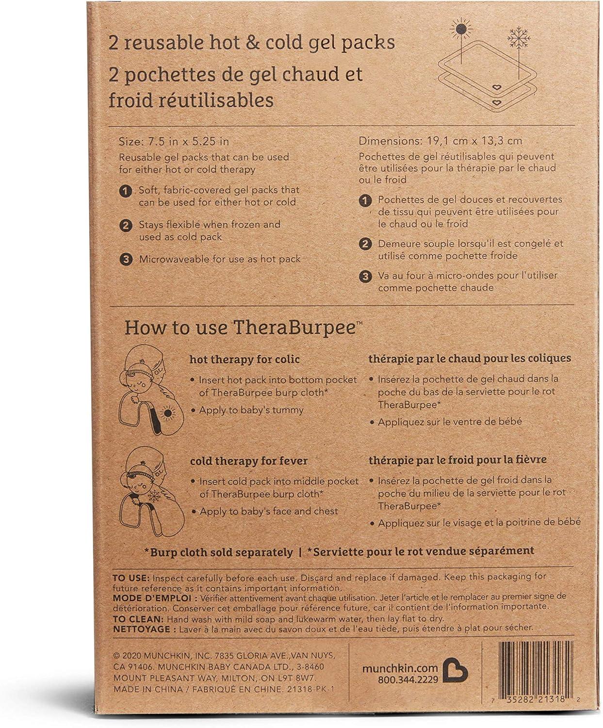 imageMunchkin TheraBurpee Colic ampamp Fever Rescue Kit with Hot ampamp Cold Therapy Burp Cloths2 Piece Set