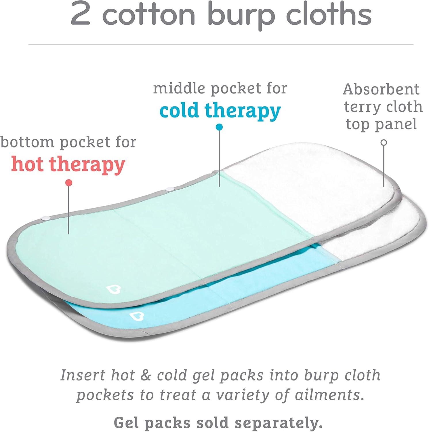 imageMunchkin TheraBurpee Colic ampamp Fever Rescue Kit with Hot ampamp Cold Therapy Burp Cloths2 Piece Set
