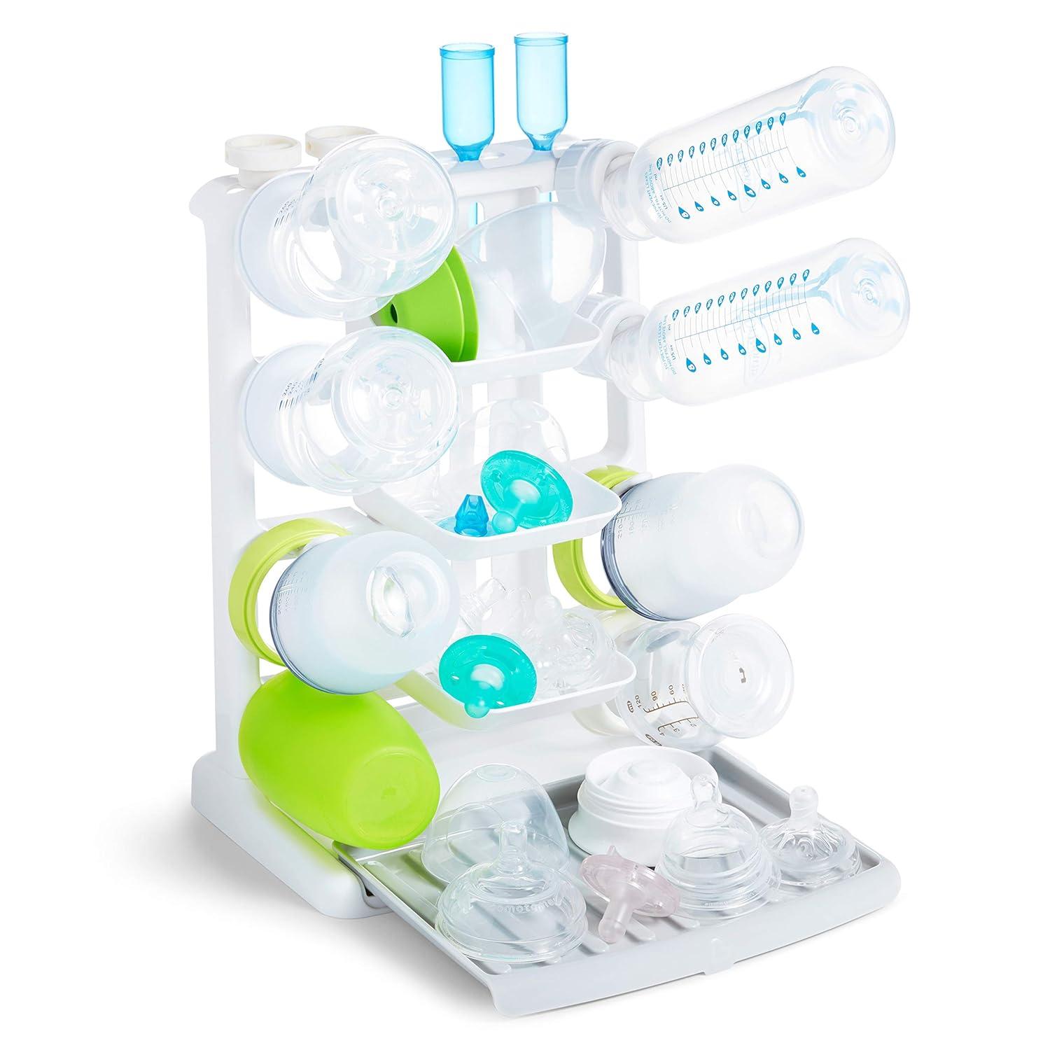 imageMunchkin Tidy Dry Baby Bottle Drying Rack and 2pk Sponge Bottle Brush GreyBottle Brush  Drying Rack