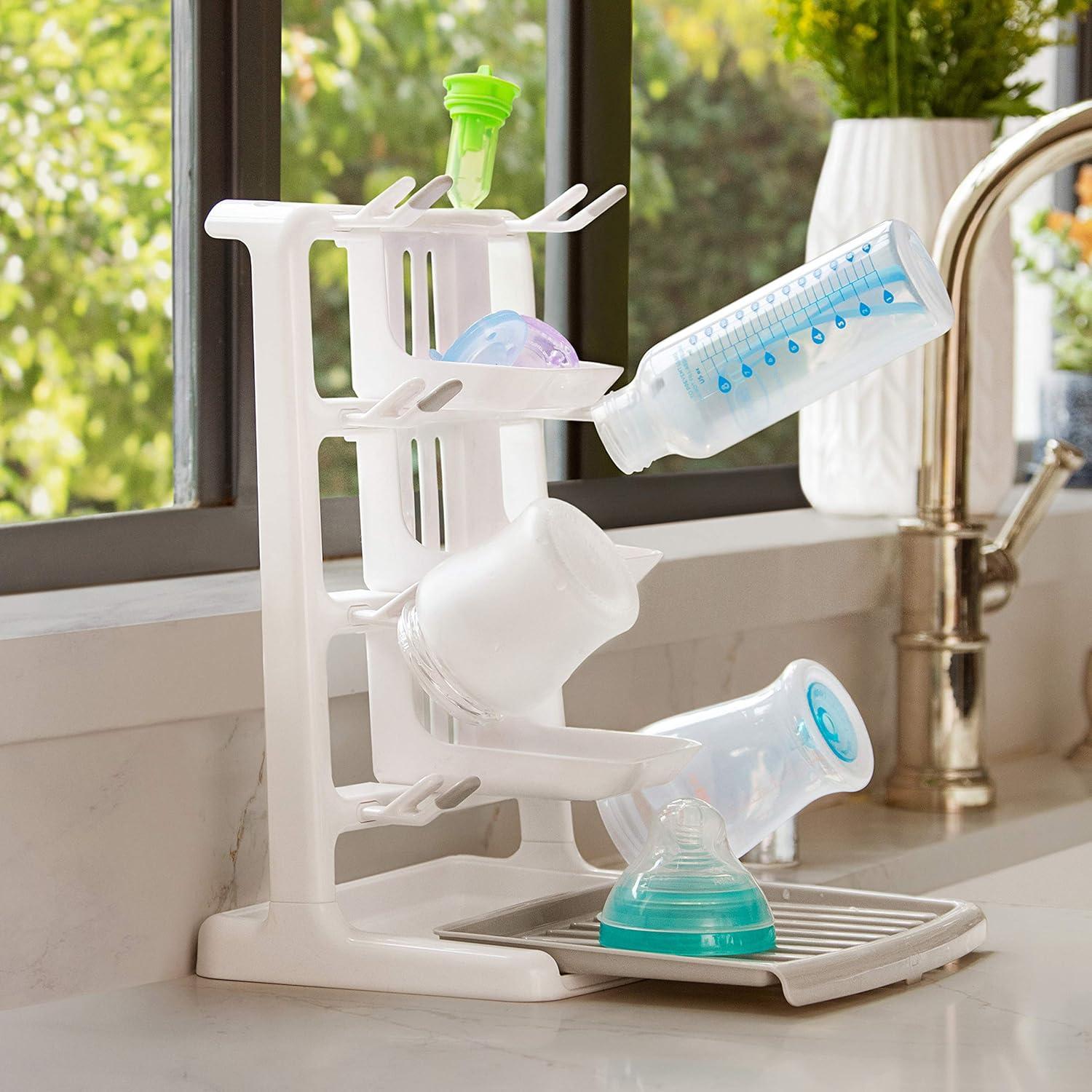 imageMunchkin Tidy Dry Baby Bottle Drying Rack and 2pk Sponge Bottle Brush GreyBottle Brush  Drying Rack