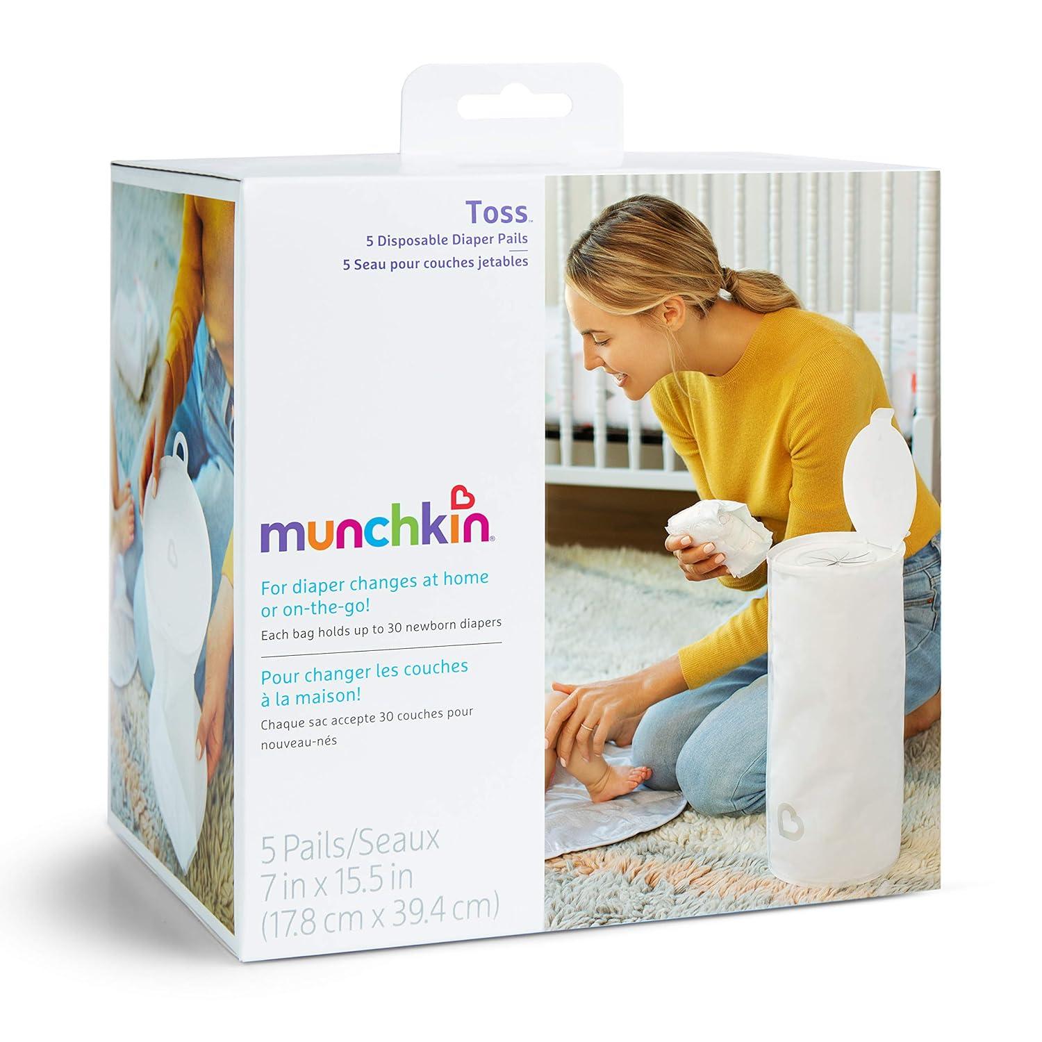 imageMunchkin Toss Portable Disposable Diaper Pail 5 Pack and Diaper Bag Dispenser