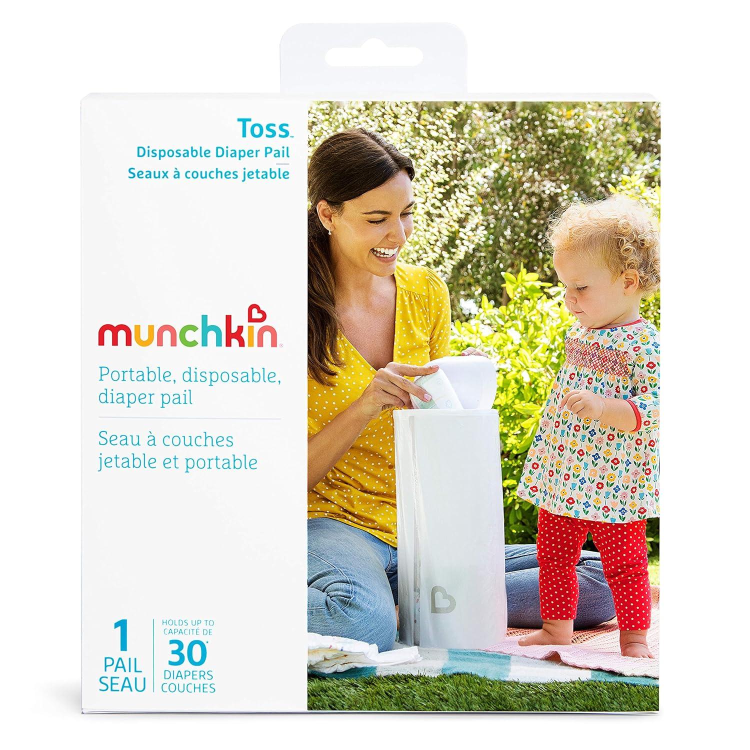 imageMunchkin Toss Portable Disposable Diaper Pail Holds up to 90 Newborn Diapers 3 Pack White1 Count Pack of 1