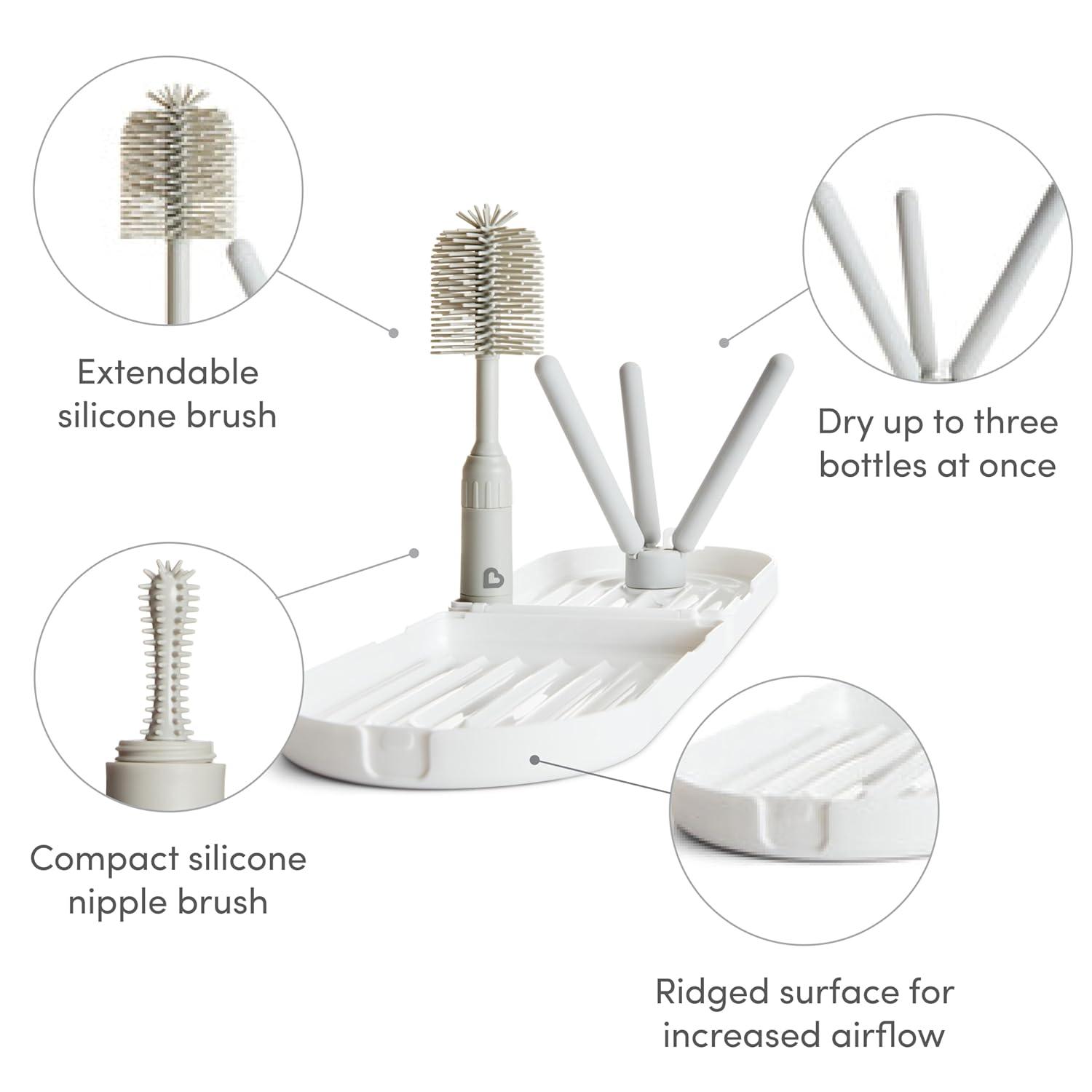 imageMunchkin Travel Baby Bottle Drying Rack with Silicone Bottle Brush  Compact and Foldable Fits Easily in Diaper Bags for OnTheGo Use