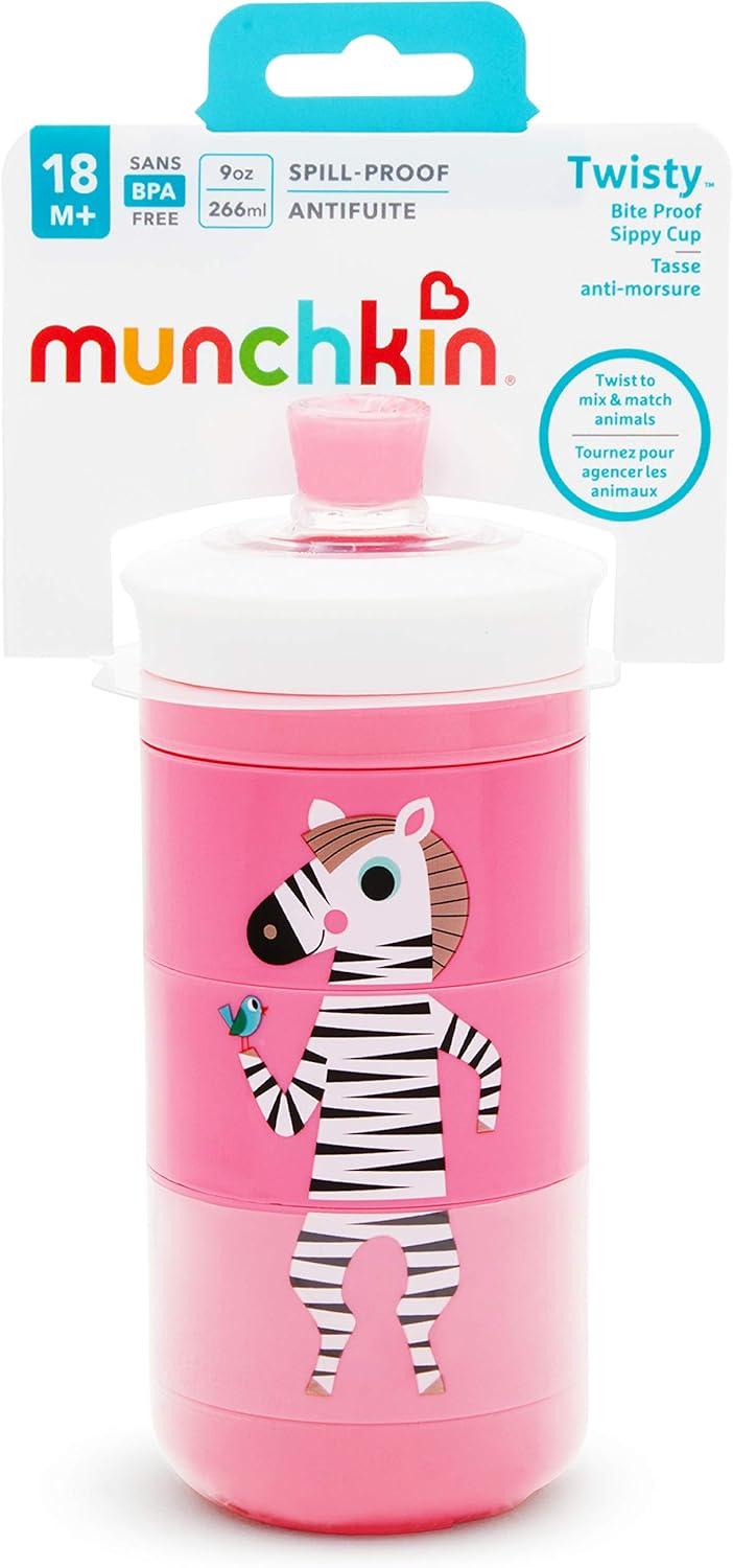 imageMunchkin Twisty Mix ampamp Match Character Sippy Cup 9 Oz BluePink Animals